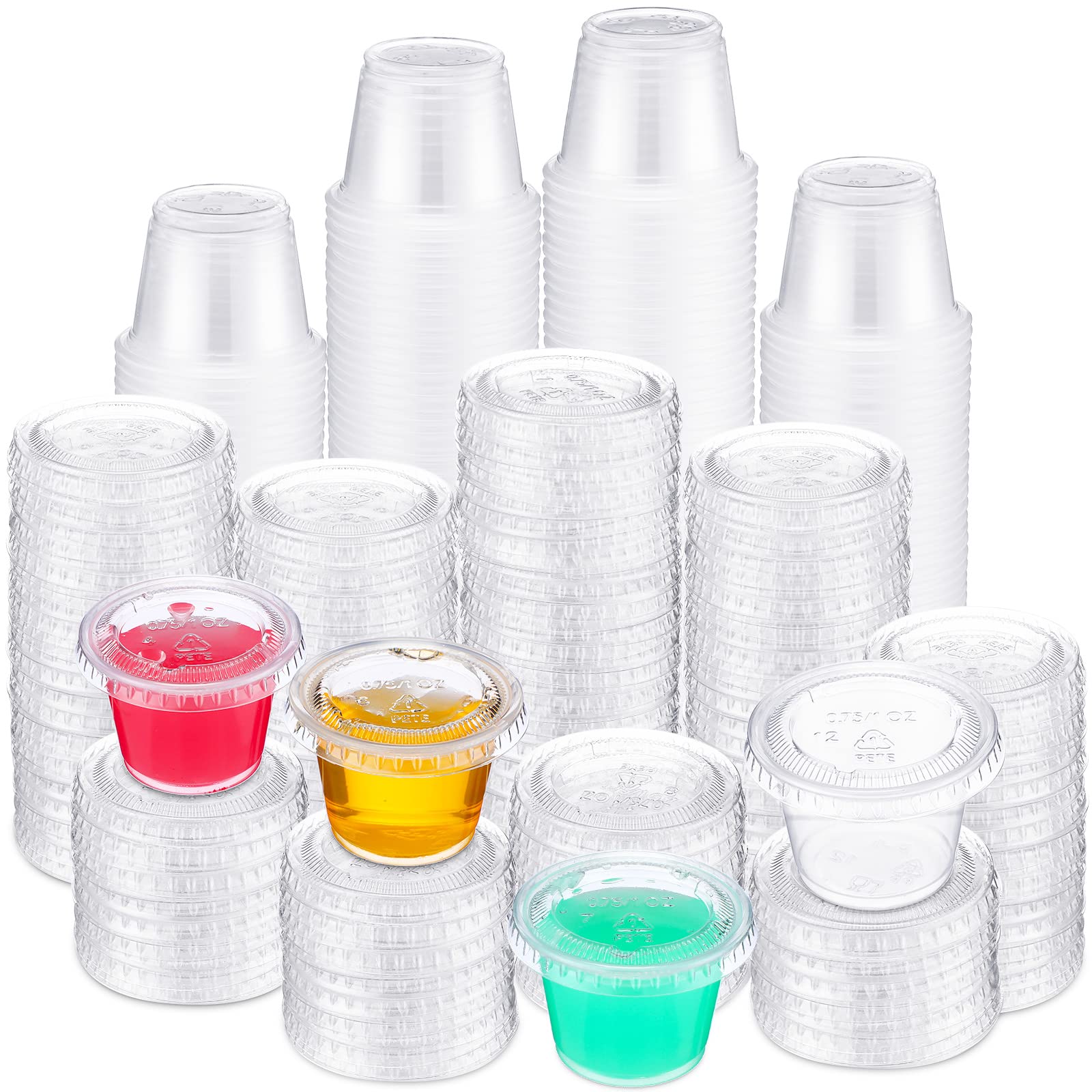 1000 Pack Jelly Shot Cups with Lids Plastic Small Containers Portion Cups  Disposable Souffle Cups Sauce Cups Salad Dressing Container Plastic Food  Cups Condiment Cups(1oz)