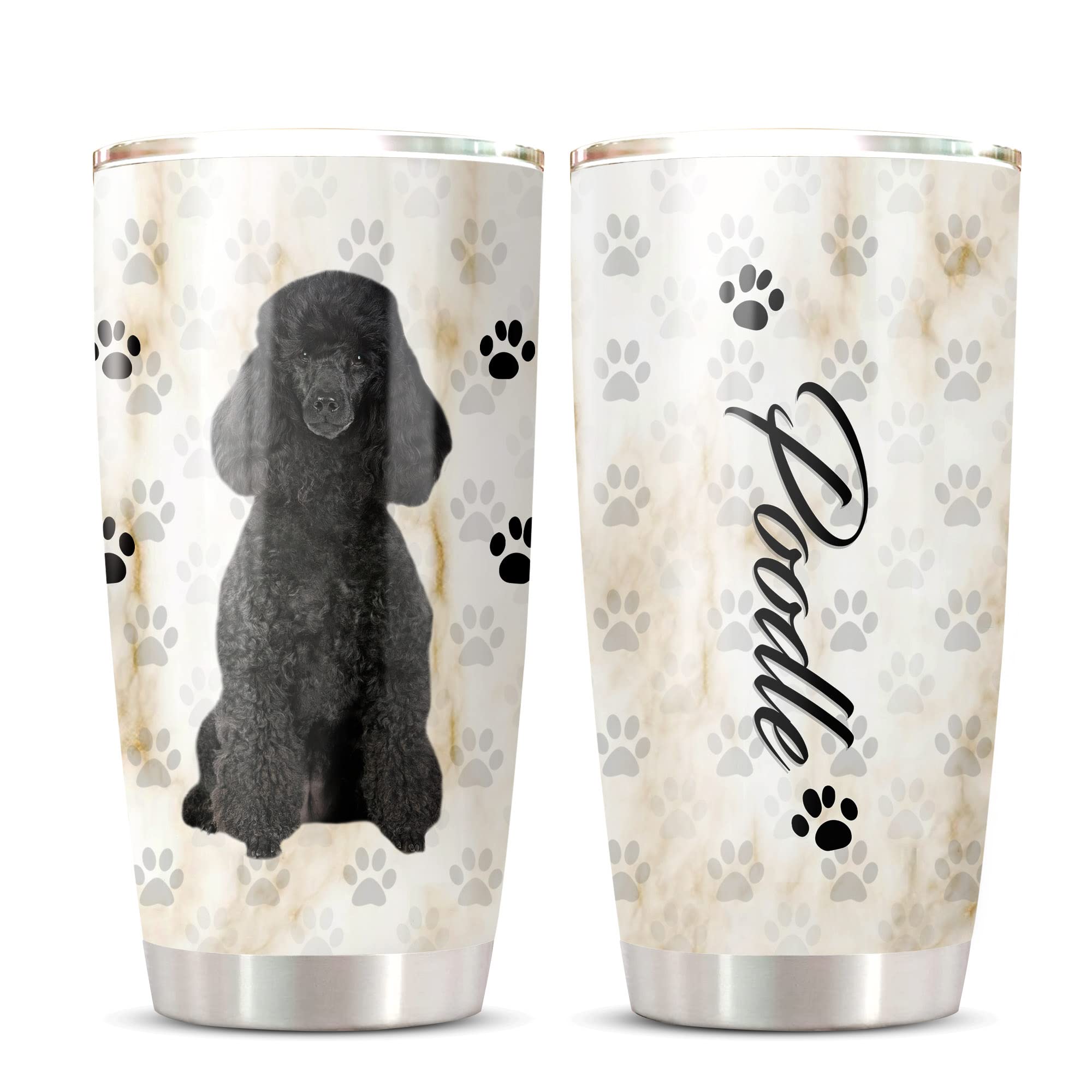 CHICKOR Poodle Tumbler - Black Poodle Travel Mugs For Dog Lovers Dog Print  Cups Dishwasher Safe Tumbler Thermos Cups For Hot And Cold Drinks Dog Print  Pattern Seamless Thermos Tumbler Tumbler Dog