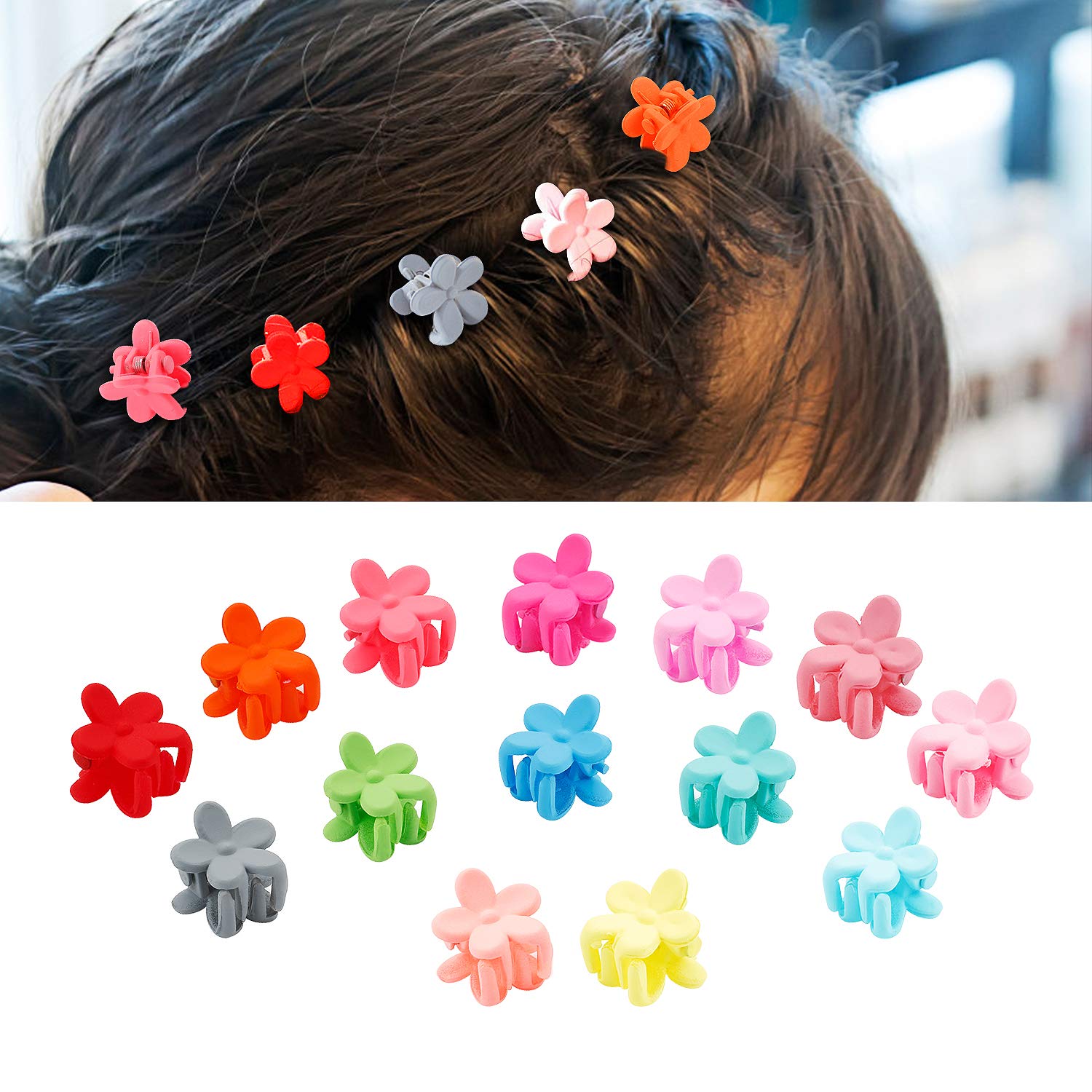 50 Pcs Colorful Mini Hair Claw Small Hair Clips Clamps Hair Accessories for  Girls Baby Toddler Girls Decorative Bun Tiny hair clips, Assorted Colors  (Floral)