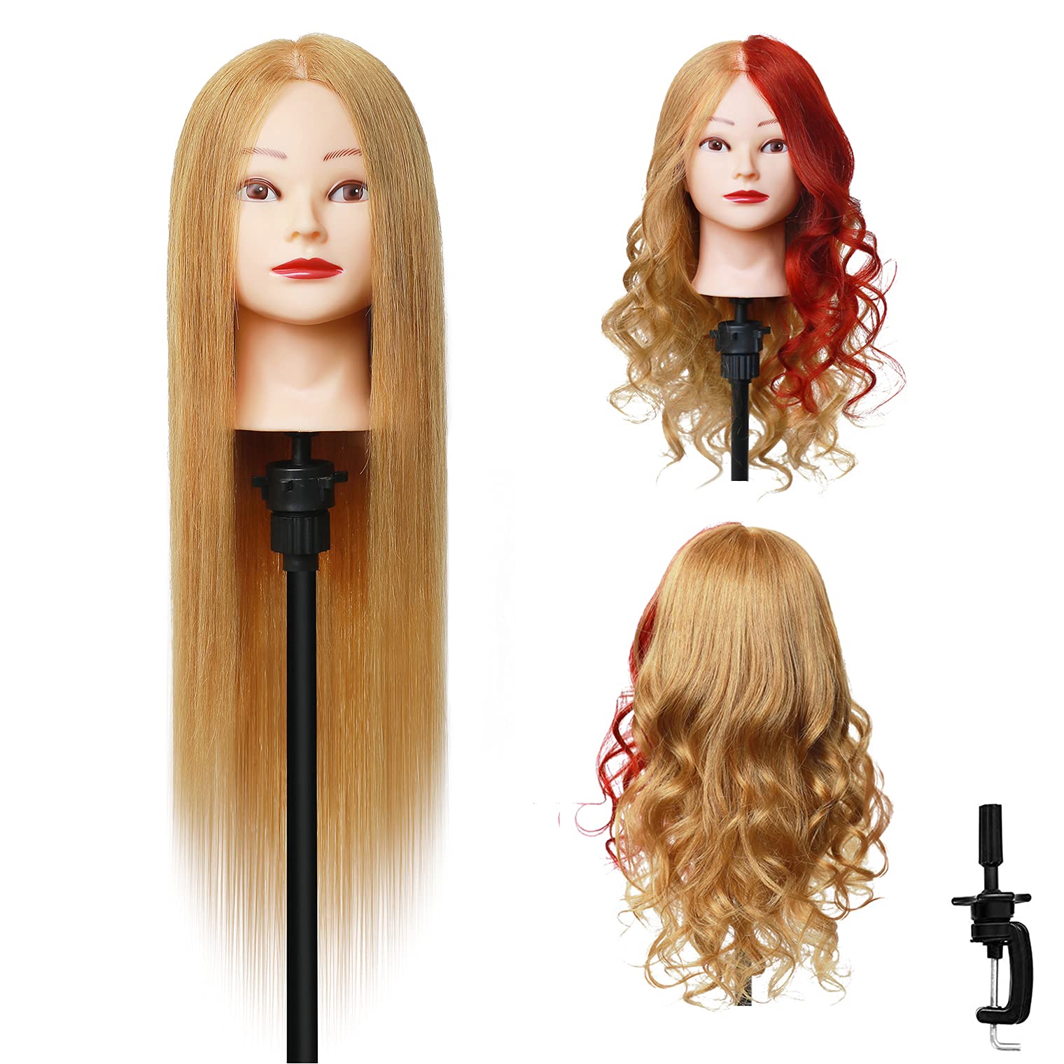 LNASI Mannequin Head 24-26 inch 100% human hair Styling Training