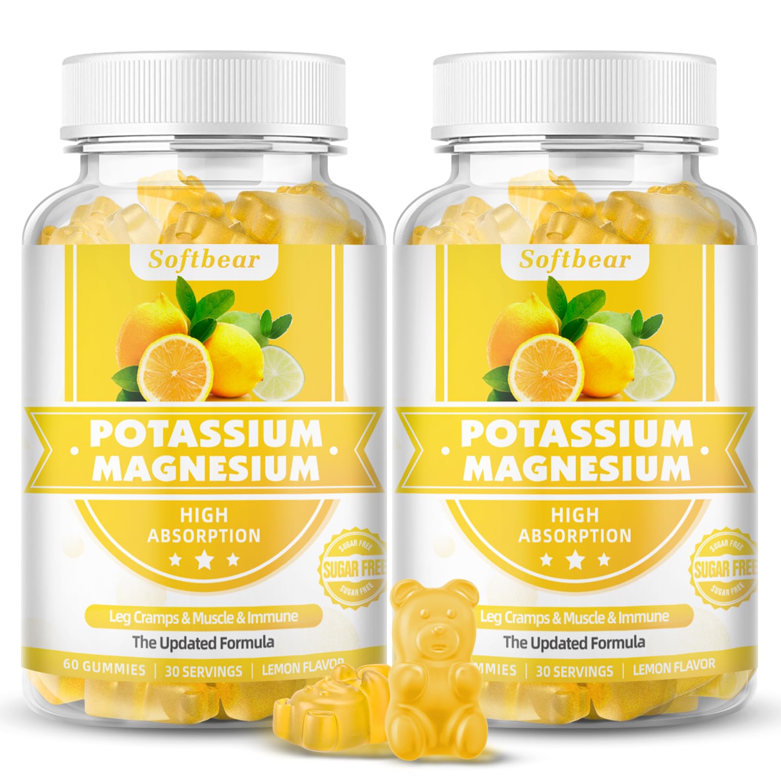 Potassium Magnesium Supplement Gummies for Women Men Sugar Free