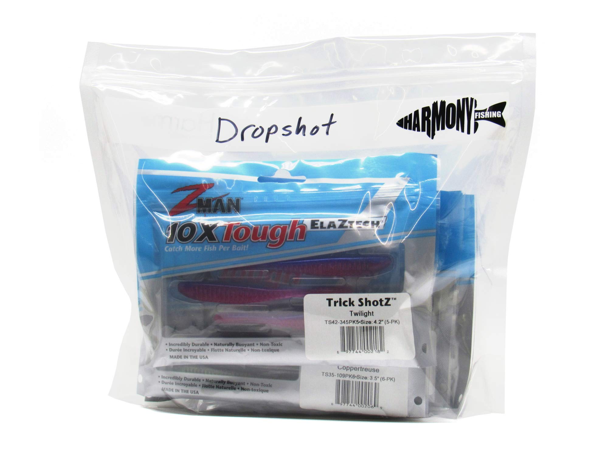 Harmony Fishing Bait Bags (10 Pack) - Durable Clear Storage Bag Organizers  for Soft Plastic Baits, Lures