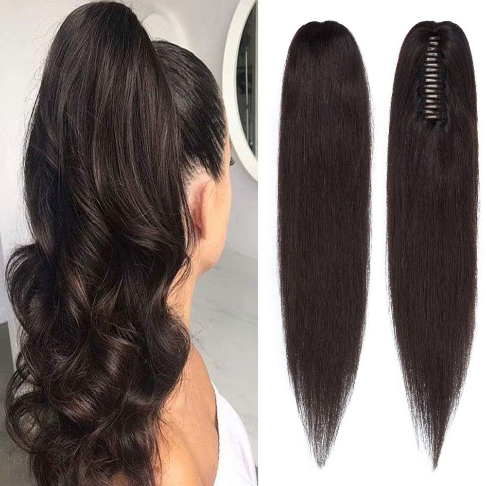 100% Remy Human Hair Ponytail Extension One Piece Claw/Jaw Clip Ponytail  Hairpiece Clip In