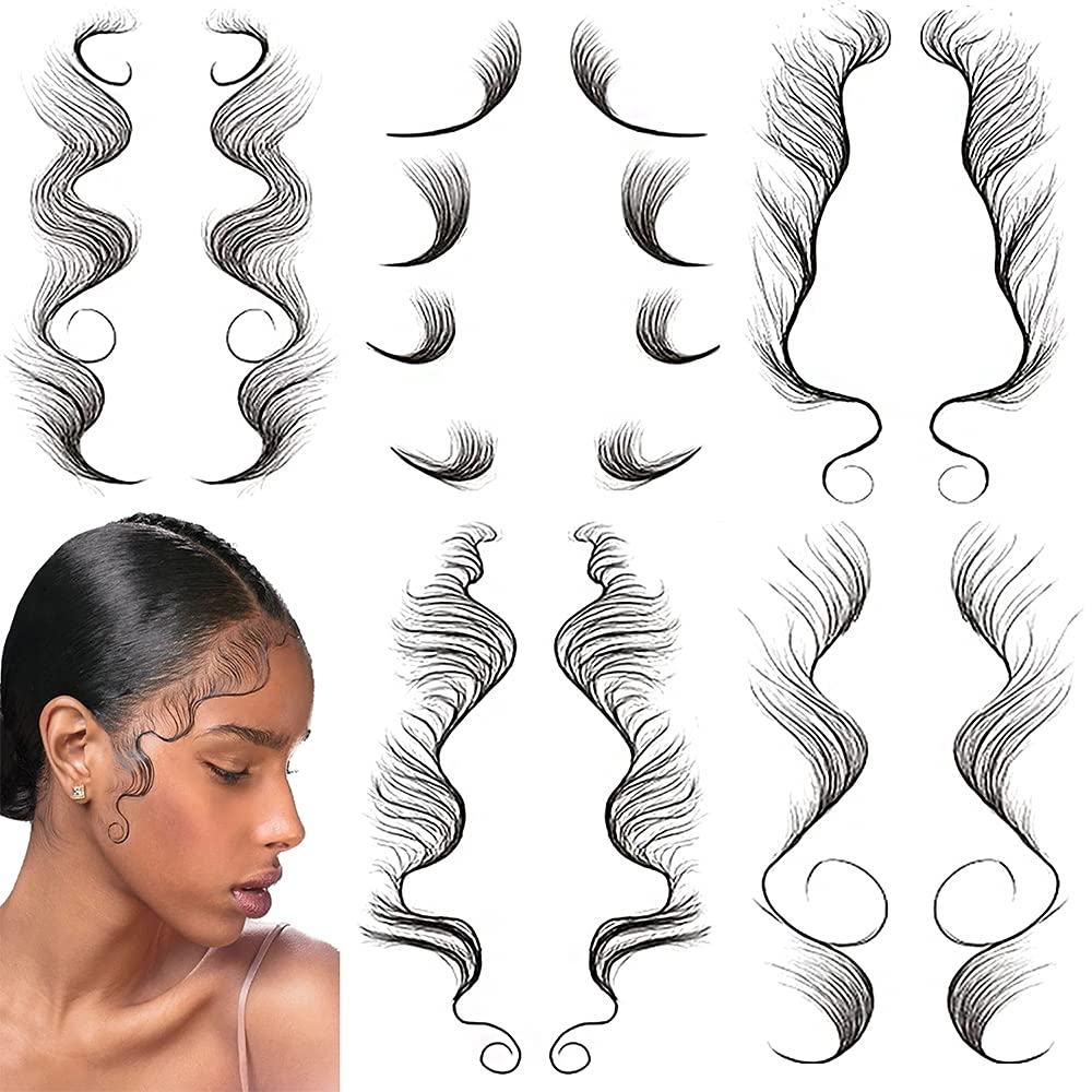 Onpep 10Pcs Baby Hair Tattoo Stickers 10 Styles Temporary Bangs Tattoos  Edges DIY Hairstyling Hair Tattooing Template Curly Hair Stickers  Waterproof
