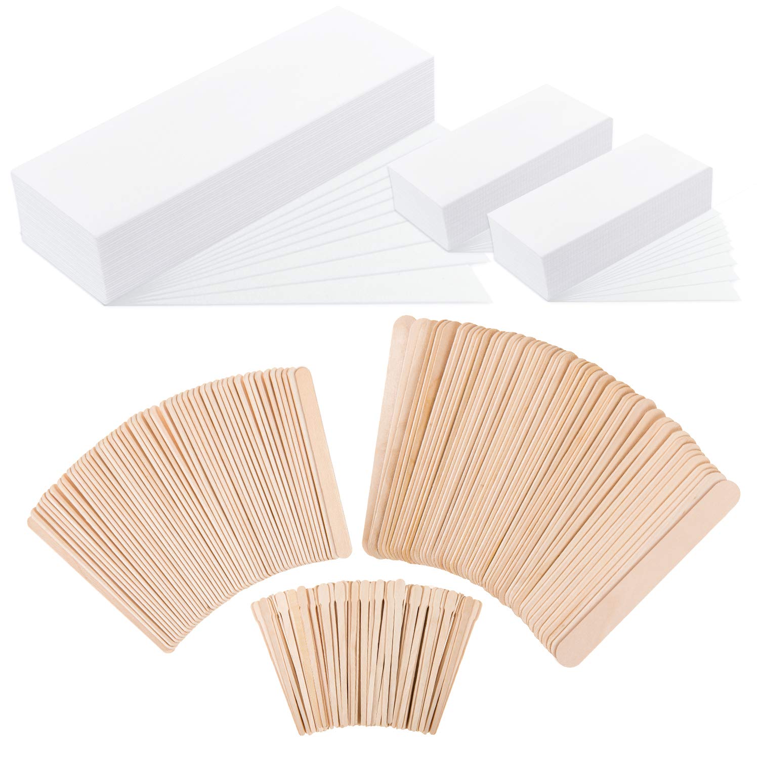 Whaline 650 Waxing Sticks Wax Strips Kit Including 350Pcs 3 Styles Wax  Spatulas Wooden Wax Applicator