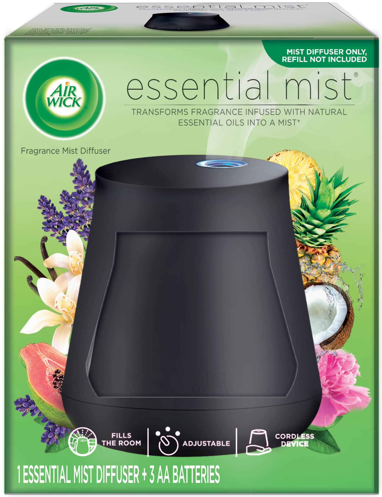 Air Wick Essential Mist, Essential Oils Diffuser, (Diffuser + 1 Refill),  Apple Cinnamon Medley, Fall scent, Fall spray, Air Freshener, Packaging May