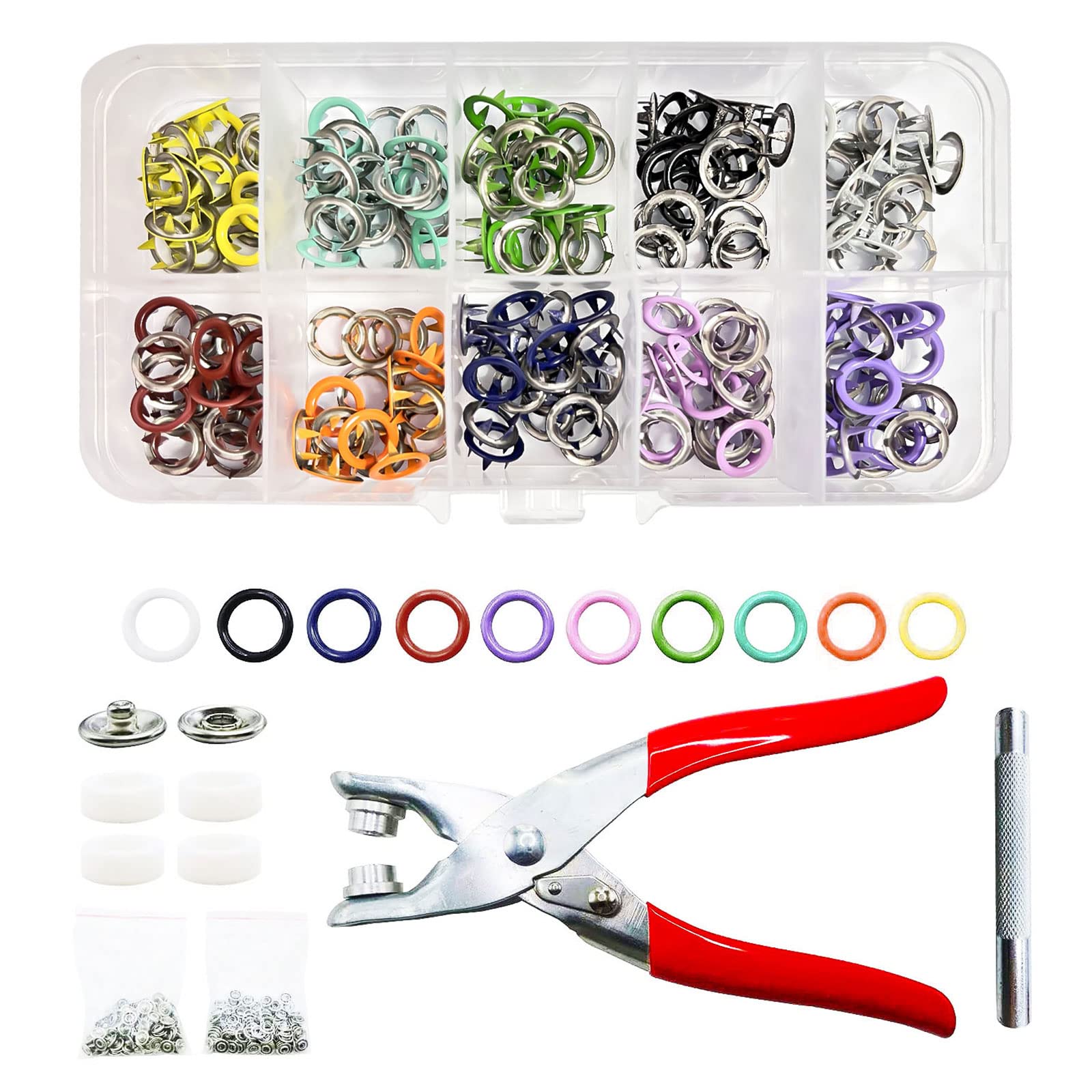 Metal Snaps Button for Sewing Colored Open Prong Snap Button Kit DIY Snap  Button Kit with Fasteners Pliers Press Tool Set for Barbie Clothing Bag  Sewing Crafting Supplies (10 Colors)