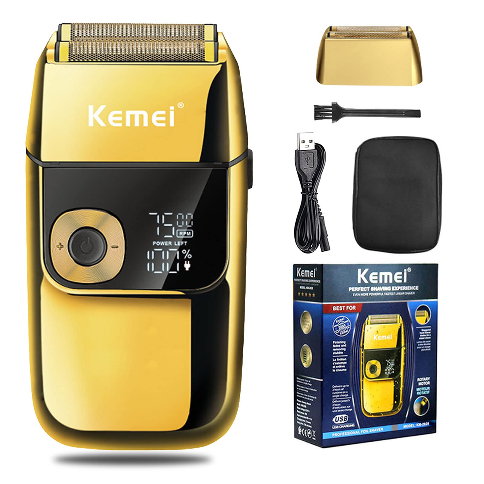 KEMEI Electric foil Shavers for Men, LCD Display Cordless Men's Razors, USB  Rechargeable with Pop-up