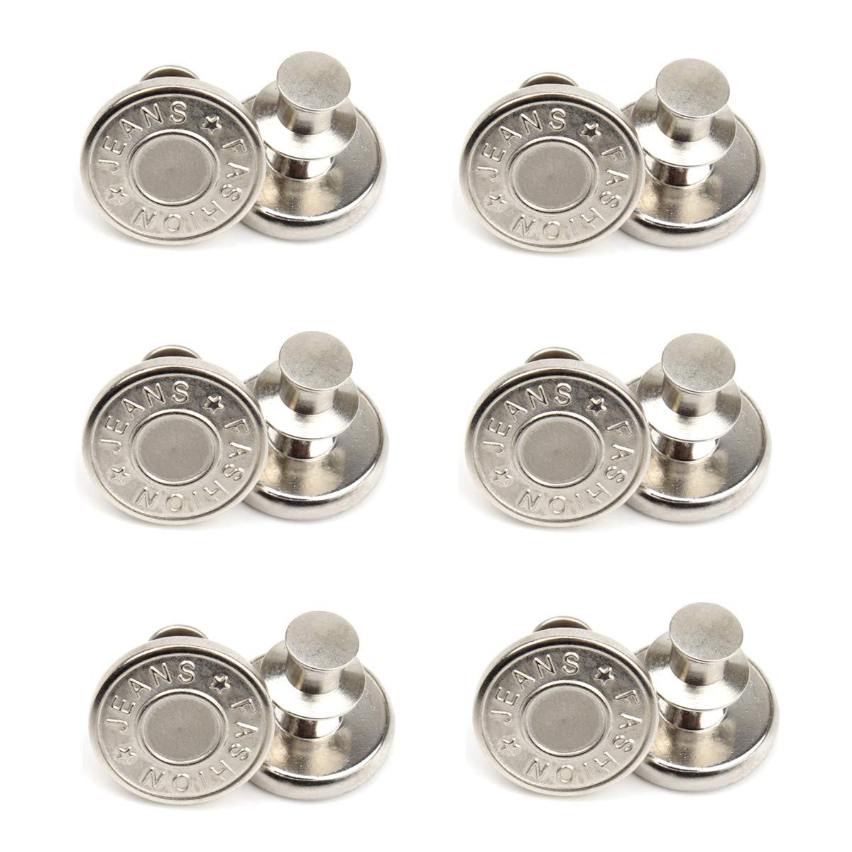 12 Sets 17mm Replacement Jean Buttons, No Sew Instant Button Detachable Pants  Button Pins, Removable Metal Button to Extend or Reduce Pants Waist Size,  Cowboy Clothing Jackets Bags Button 8*