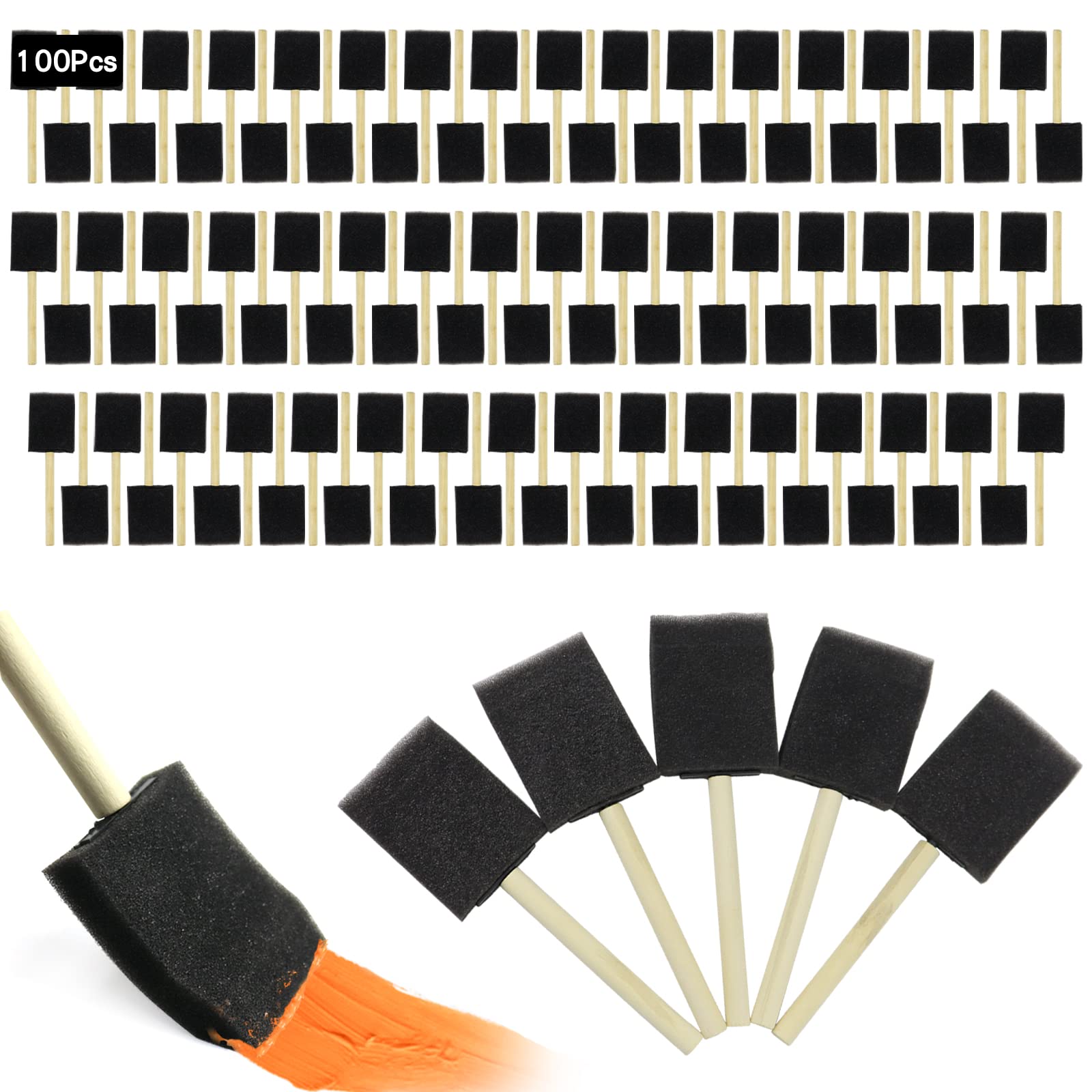 100 Pack 2 inch Foam Paint Brushes Sponge Brushes Sponge Paint