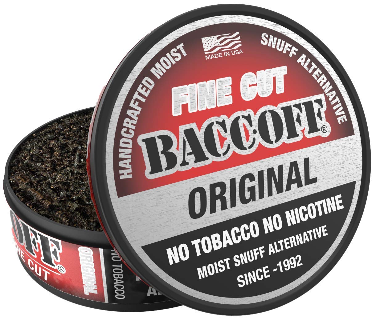 BaccOff, Original Fine Cut, Premium Tobacco Free, Nicotine Free Snuff  Alternative (10 Cans) Original Fine Cut 1.2 Ounce (Pack of 10)