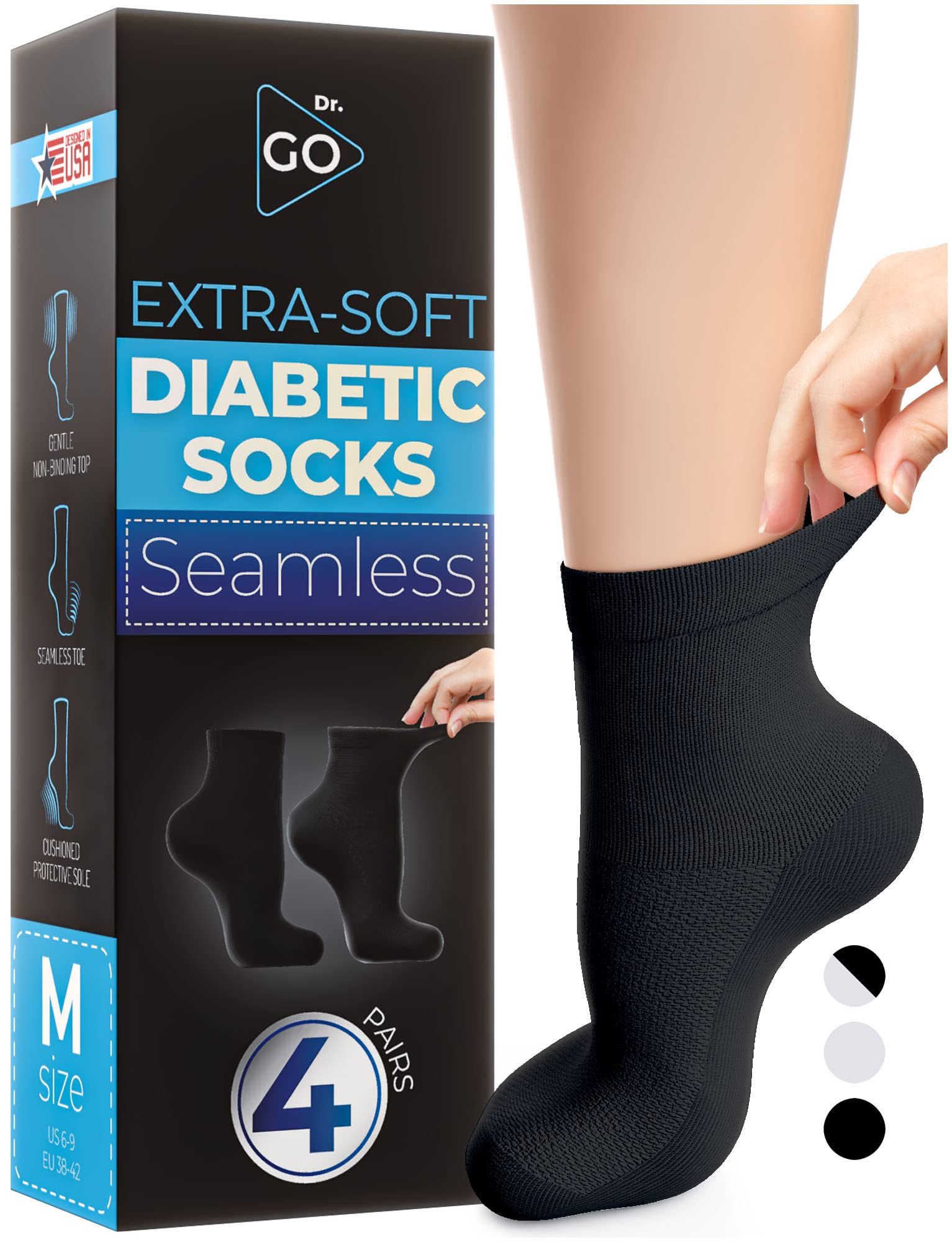 DOCTOR LE PARCO Padded Diabetic Socks Seamless Stretchable with