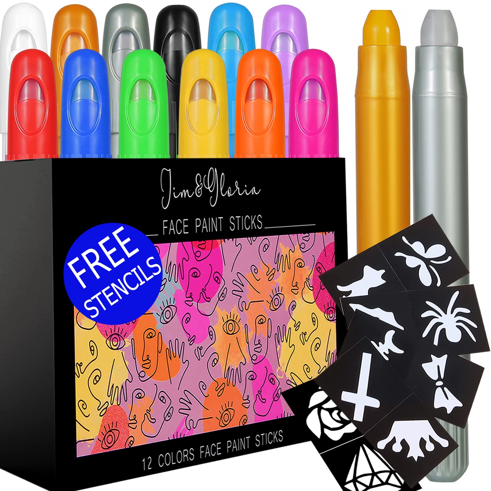 Paint Markers Face Painting Kit for Kids Washable Body Markers 12 Colors  Face Paint Crayons Kids []