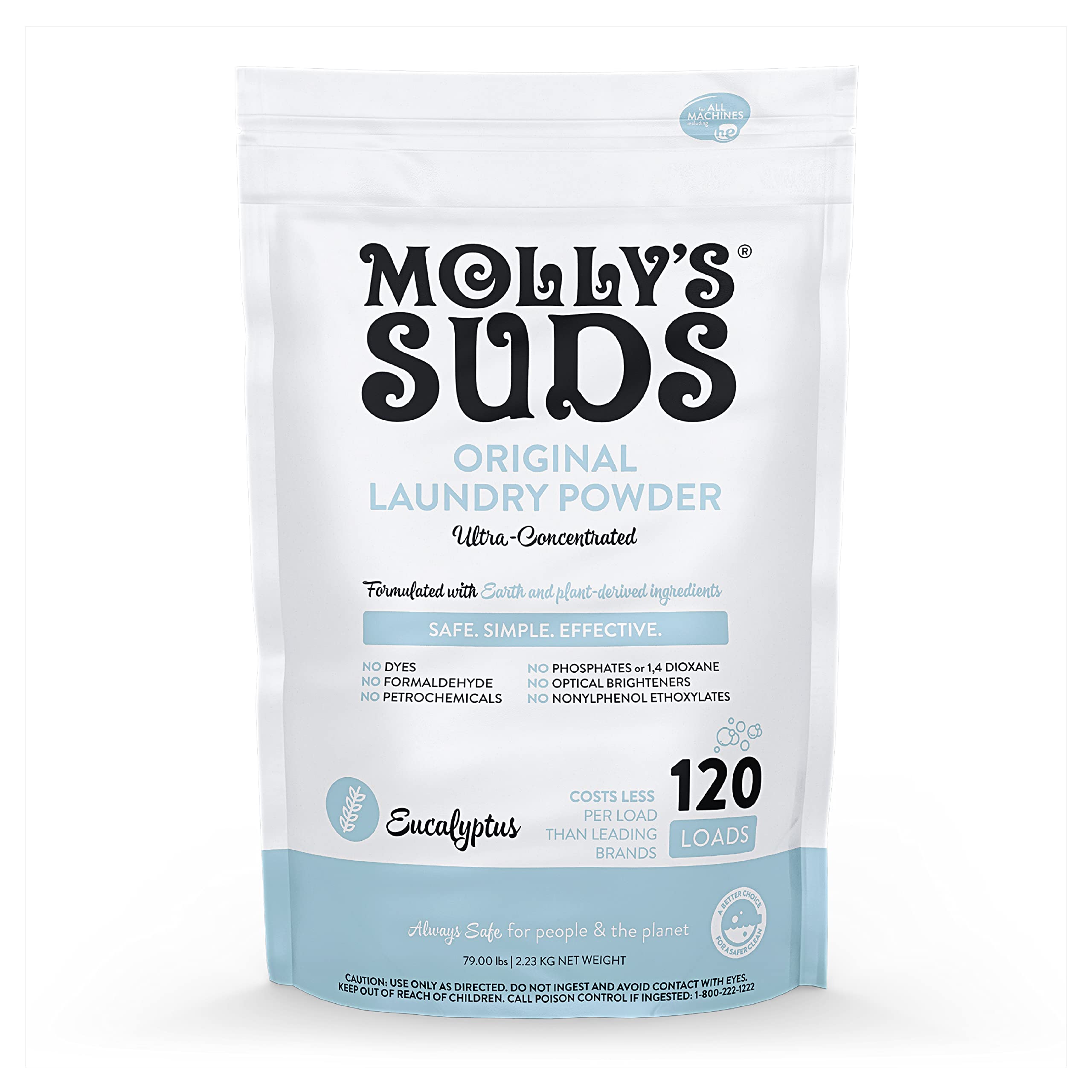 Molly's Suds Laundry Detergent Pods | Natural Detergent for Sensitive Skin | Ultra Concentrated and Stain Fighting | Peppermint - 120 Count (Value