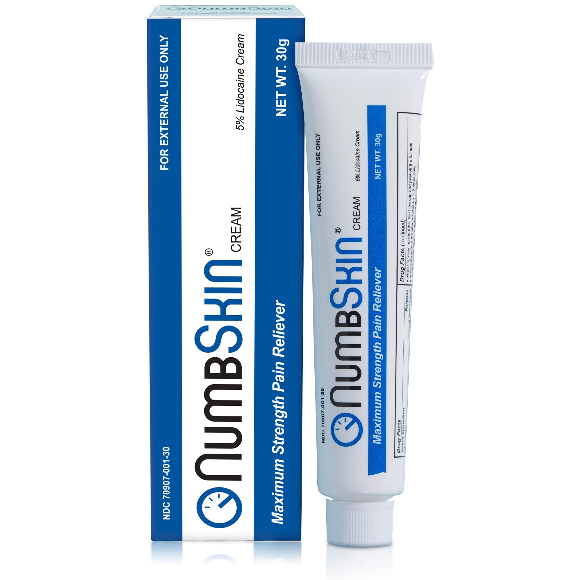 Numbskin Numbing Cream - 5% Lidocaine Topical Anesthetic Cream, Maximum  Strength Pain Relieving Cream, Fastest Acting Tattoo Numbing Cream with  Vitamine E (1 Tube) 1 Ounce (Pack of 1)