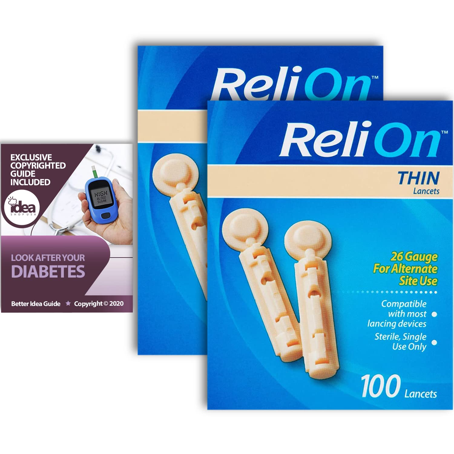 ReliOn Thin Lancets 26 Gauge for Alternate Site Use 100 Ct (2 Pack