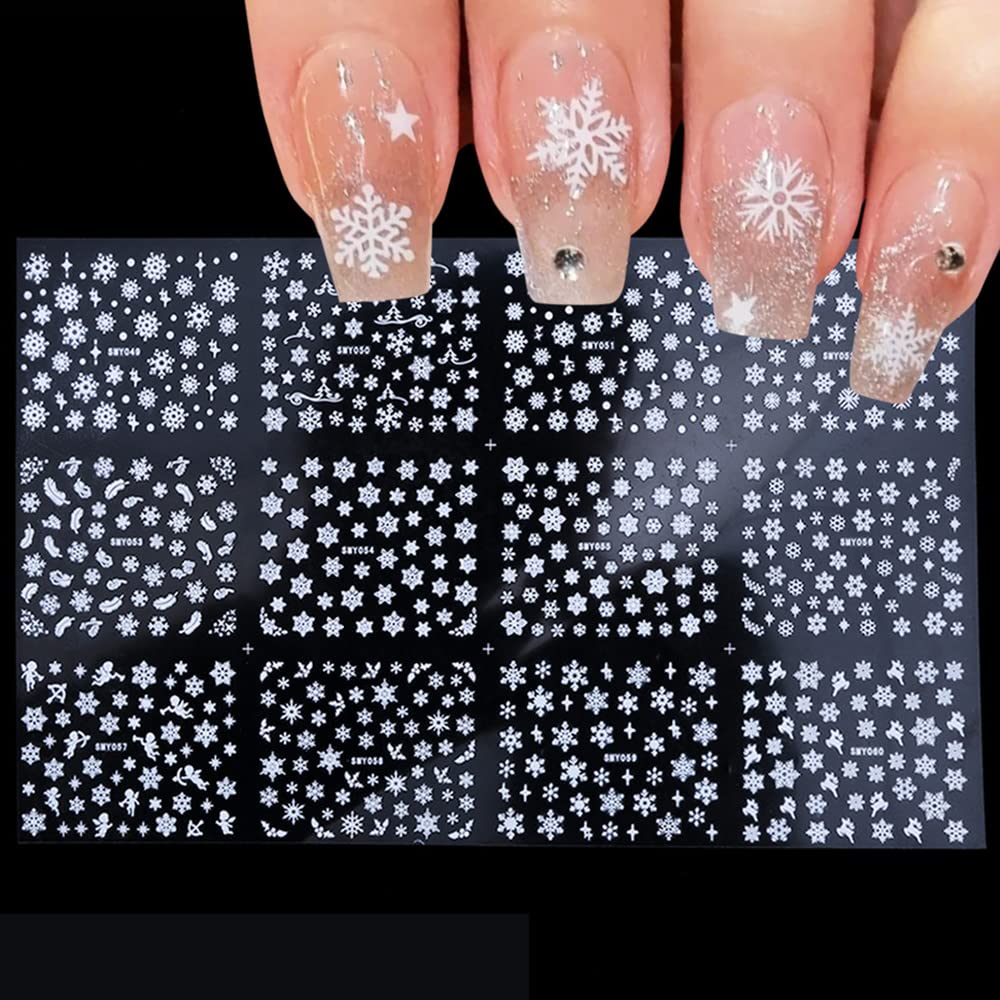 Christmas Long False Nails Snowflake Design Shiny French Fake Nails With  Diamond Xmas Full Cover Press On Nails Manicure Tips - False Nails -  AliExpress