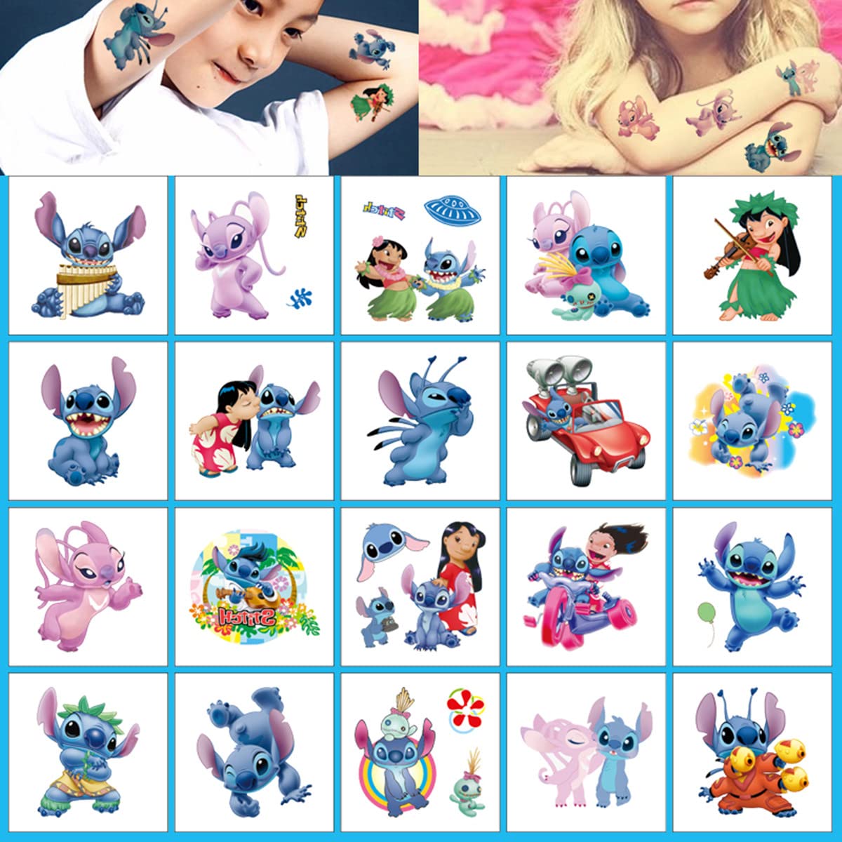 Stitch Birthday Party Supplies 60PCS Stitch Temporary Tattoos Party Favors  Cute Fake Tattoos Stickers Cartoon Party