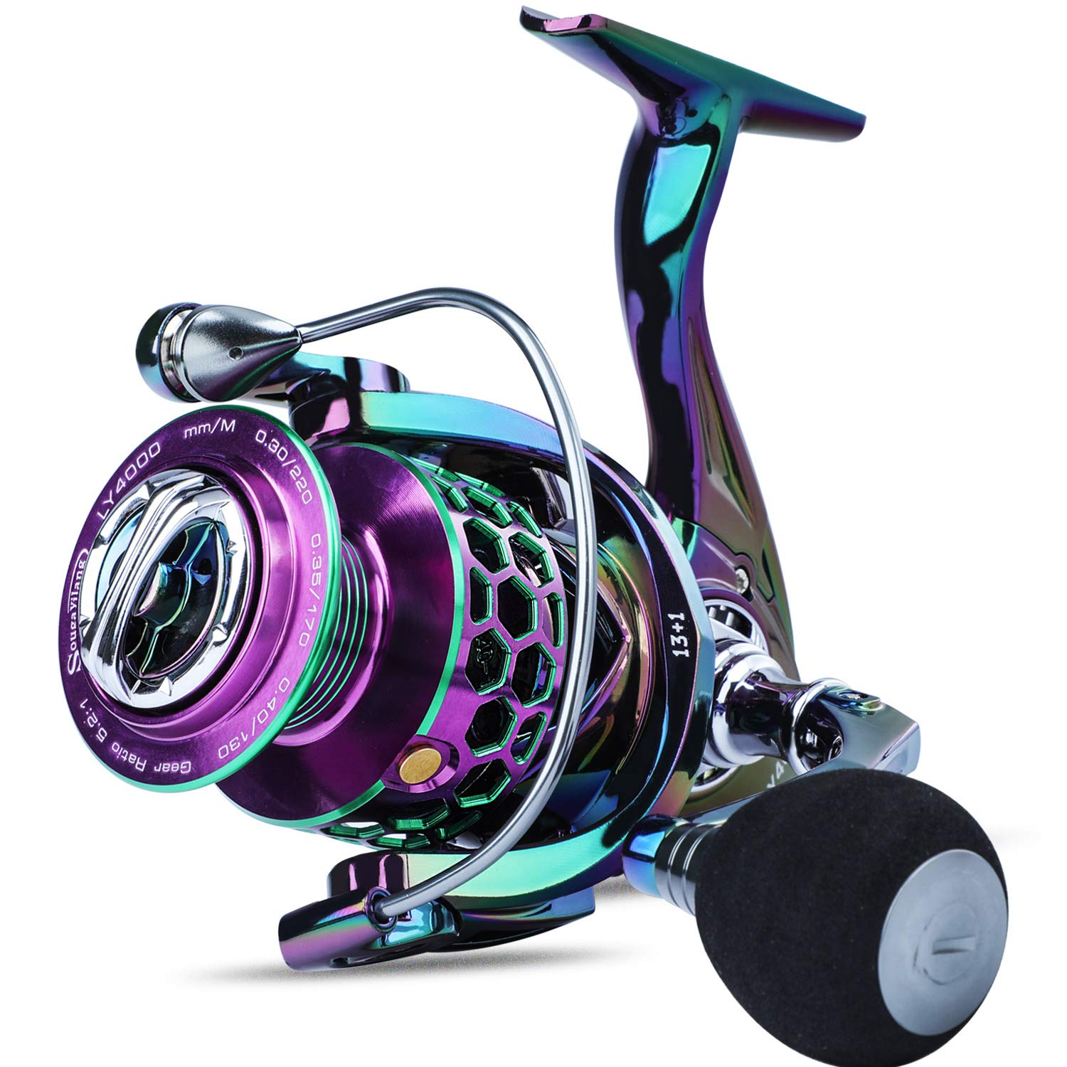 Sougayilang Colorful Fishing Reel 13 +1 BB Light Weight Ultra Smooth  Powerful Spinning Reels, with