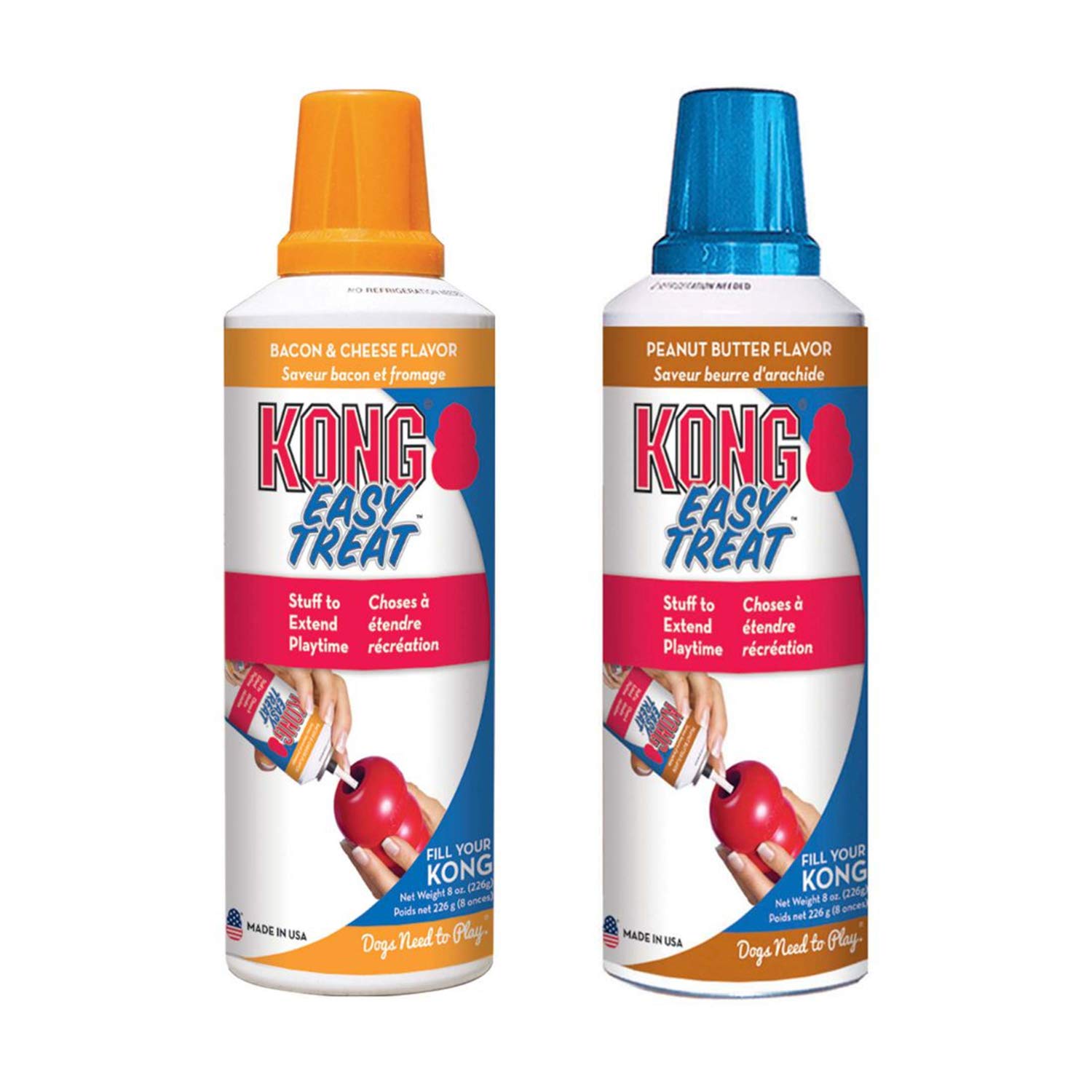 KONG - Easy Treat - Dog Treat Paste - 8 Ounce (2 Pack) Peanut Butter with  Bacon and Cheese