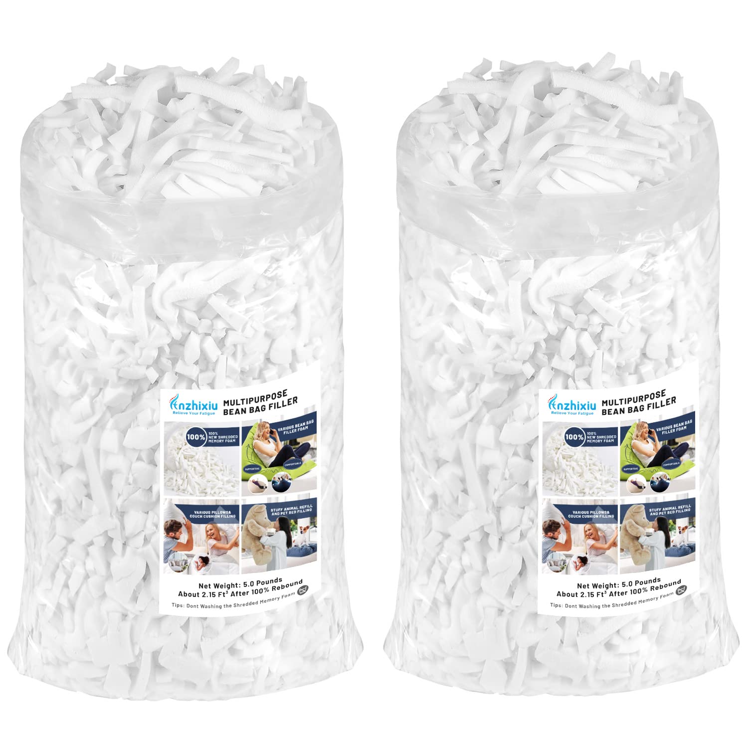 anzhixiu Bean Bag Filler Shredded Memory Foam 100% New 10 Pounds Pillow  Stuffing for Couch