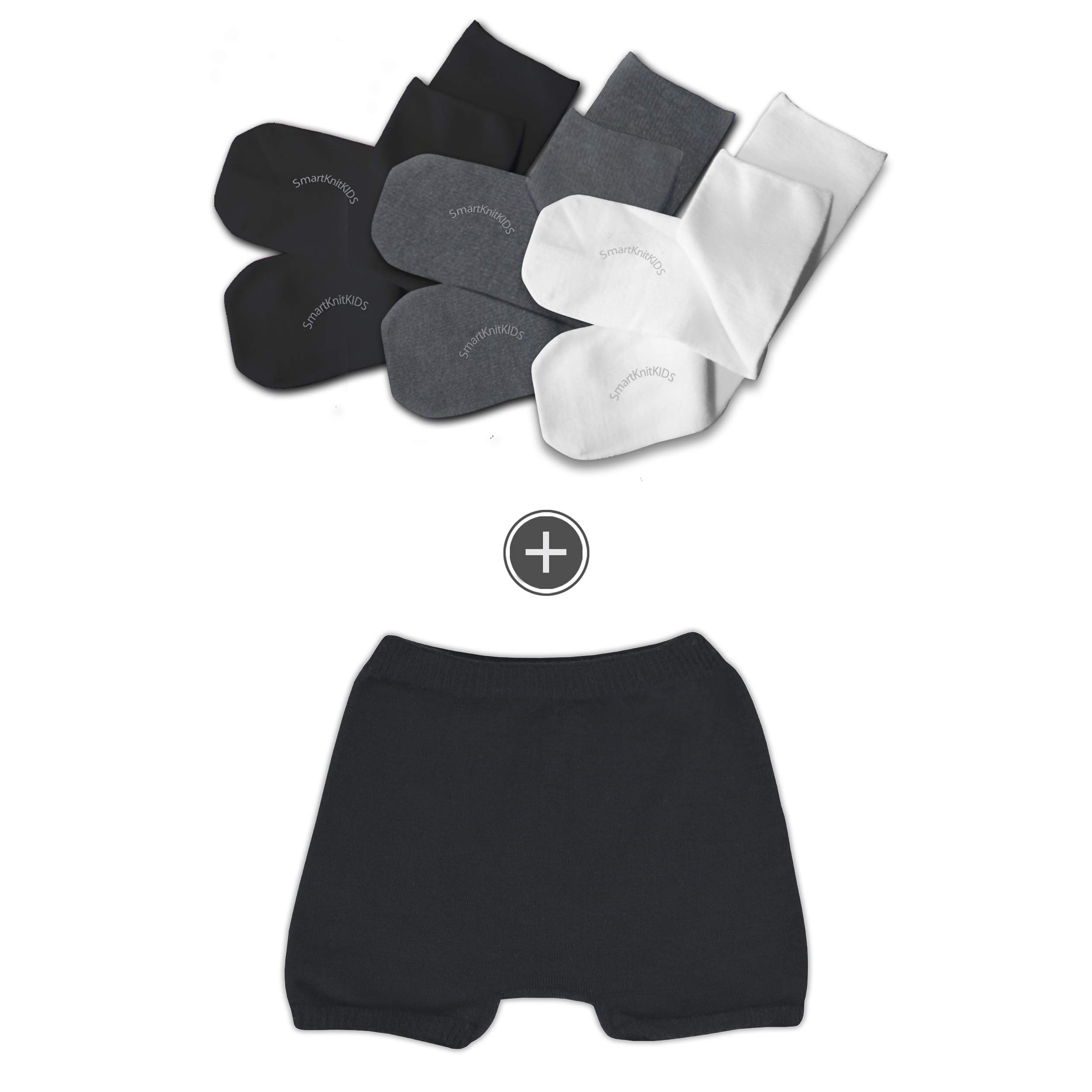 SmartKnitKIDS Seamless Sensory-Friendly Sensitivity Socks 3 Pack and Girls'  Boy Cut Style Seamless Undies (Pink/Purple/White 2X-Large & White Medium)