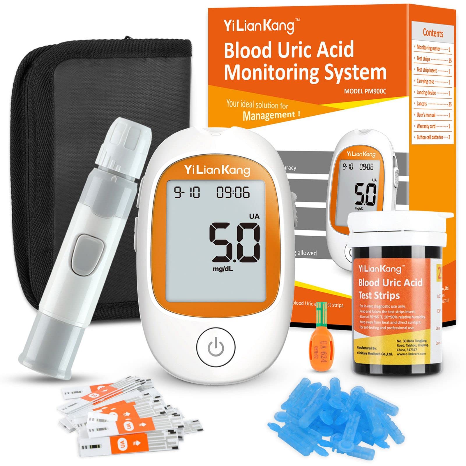 Uric Acid Test Kit Uric Acid Monitor 25Pcs Uric Acid Test Strips Lancets  Home Uric Acid Meter Get results fast mg/dl Uric Acid Meter Test Kit