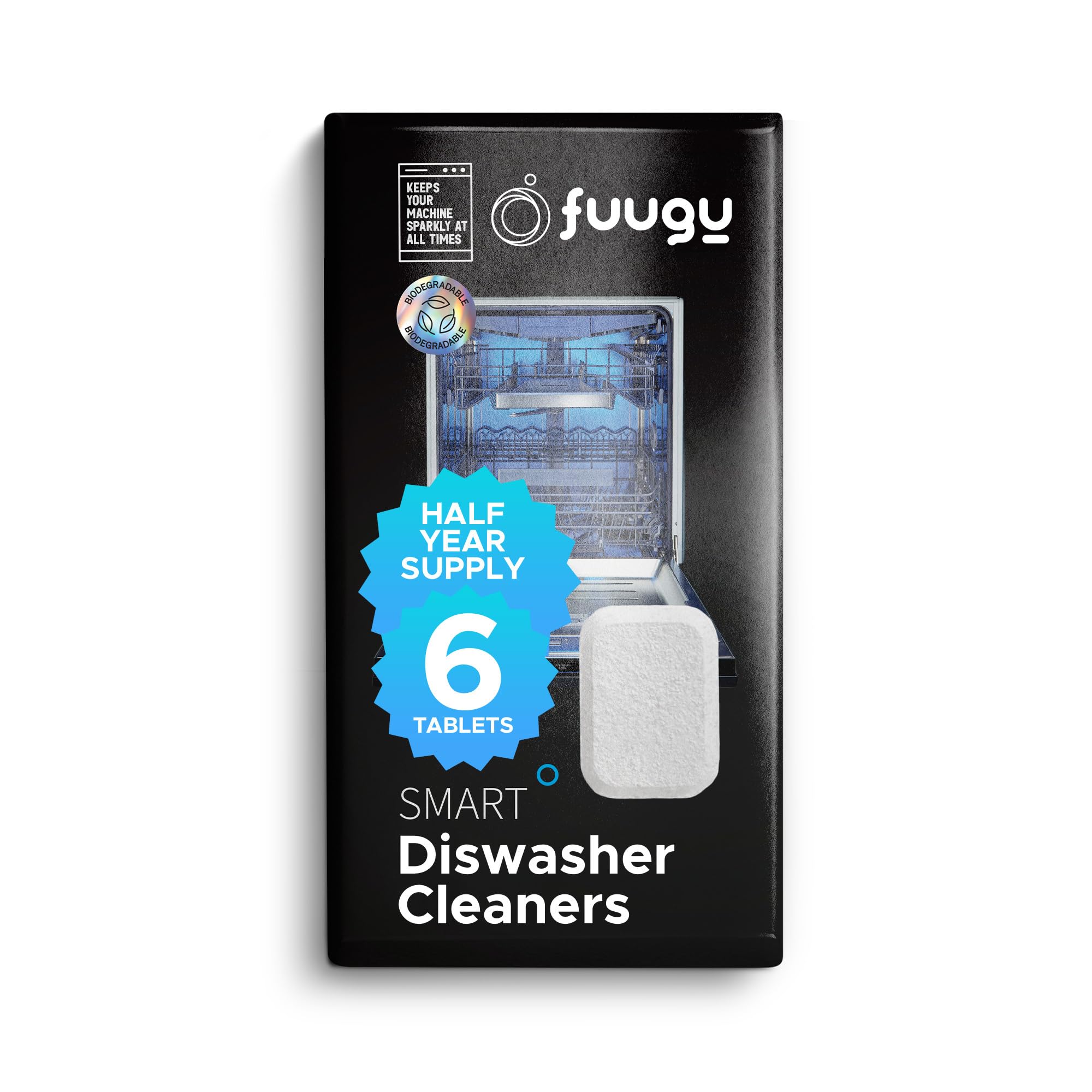 FUUGU Dishwasher Cleaner Freshener 6 Tablets. Deep Cleaning Descaler