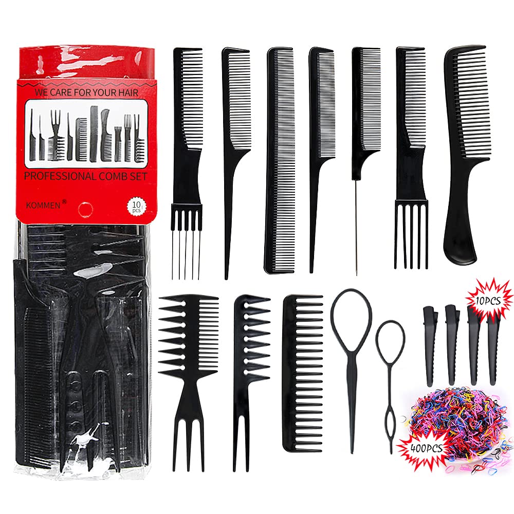 10PCS Comb Sets for Hair Styling Hair Combs and Clips with 2PCS Topsy Tail  Hair Tool