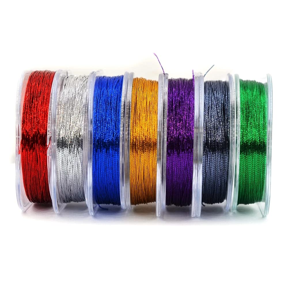 MNFT 7Pcs 50m/ Spool Metallic Guide Wrapping Lines DIY Fishing