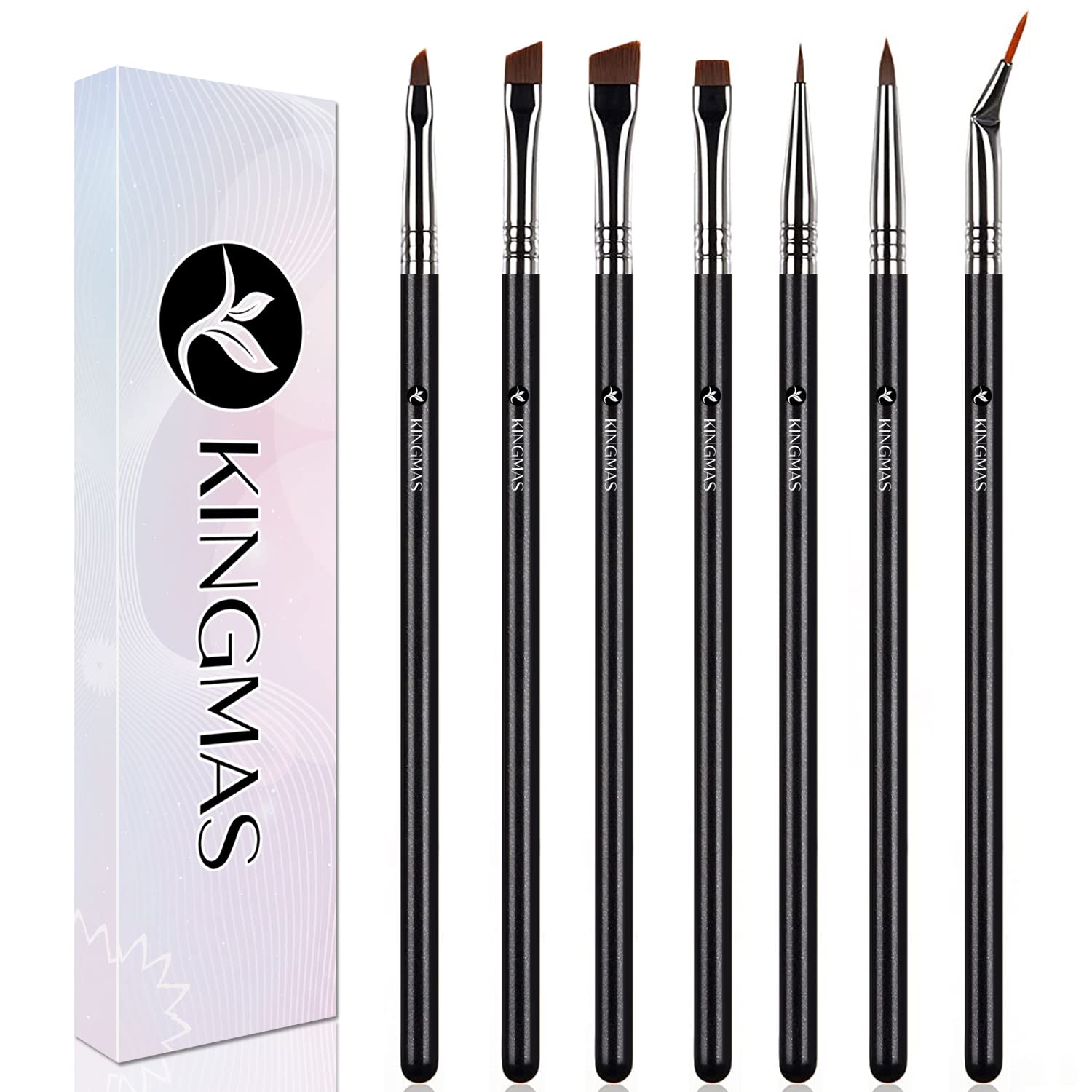 KINGMAS Fine Angled Eyeliner Brush Premium 7 Pieces Gel Eye Liner