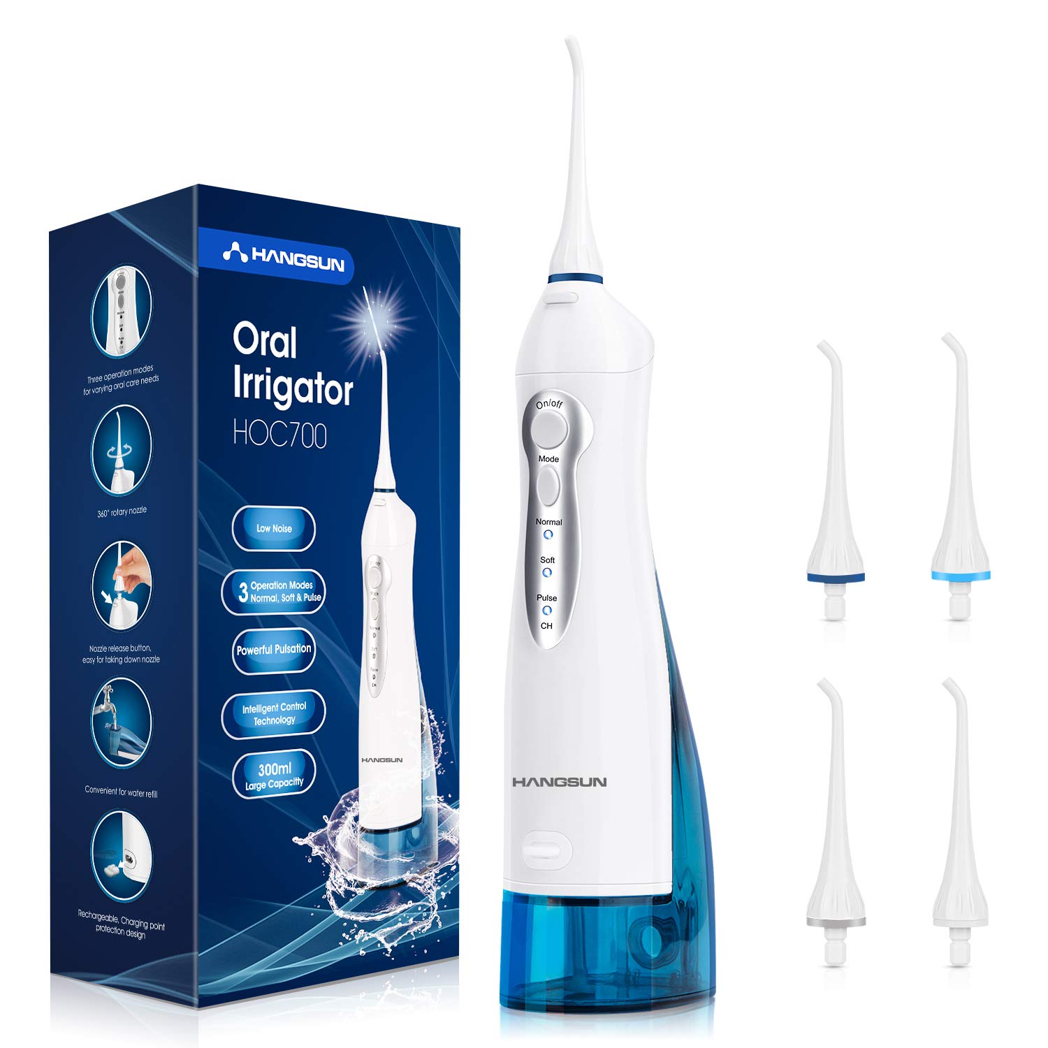 Latter noget Persuasion Hangsun Water Flosser Professional Cordless Rechargeable Dental Oral  Irrigator Water Jet for Teeth Braces Care with
