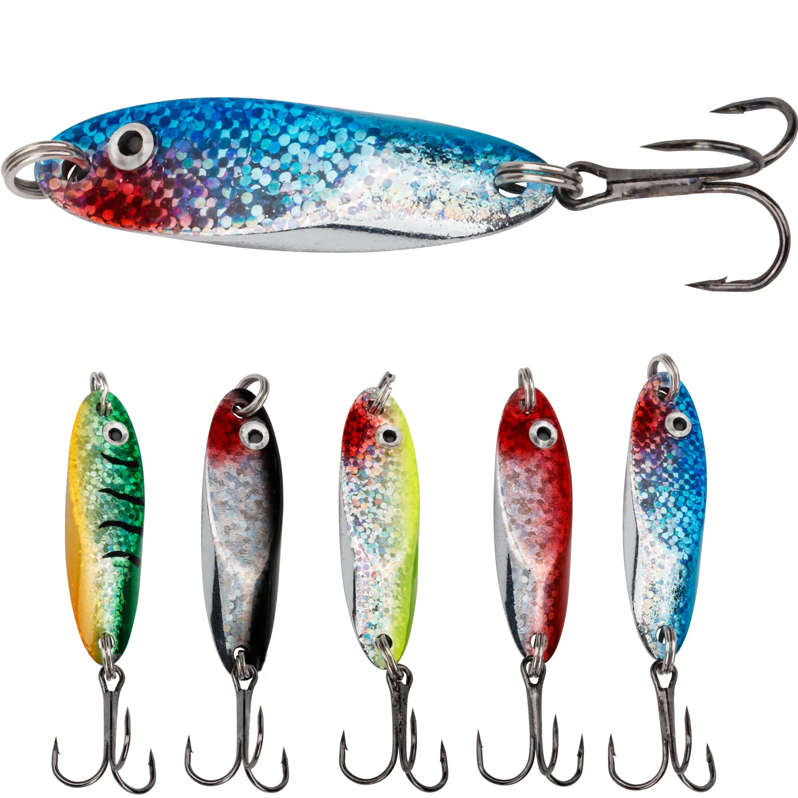 THKFISH Fishing Lures Fishing Spoons Trout Lures Saltwater Spoon Lures  Casting Spoon for Trout Bass Pike Walleye 1/8oz 1/5oz 1/4oz 3/8oz 1/2oz  3/4oz 5pcs Color 1# 3/4oz(21g)* 5pcs