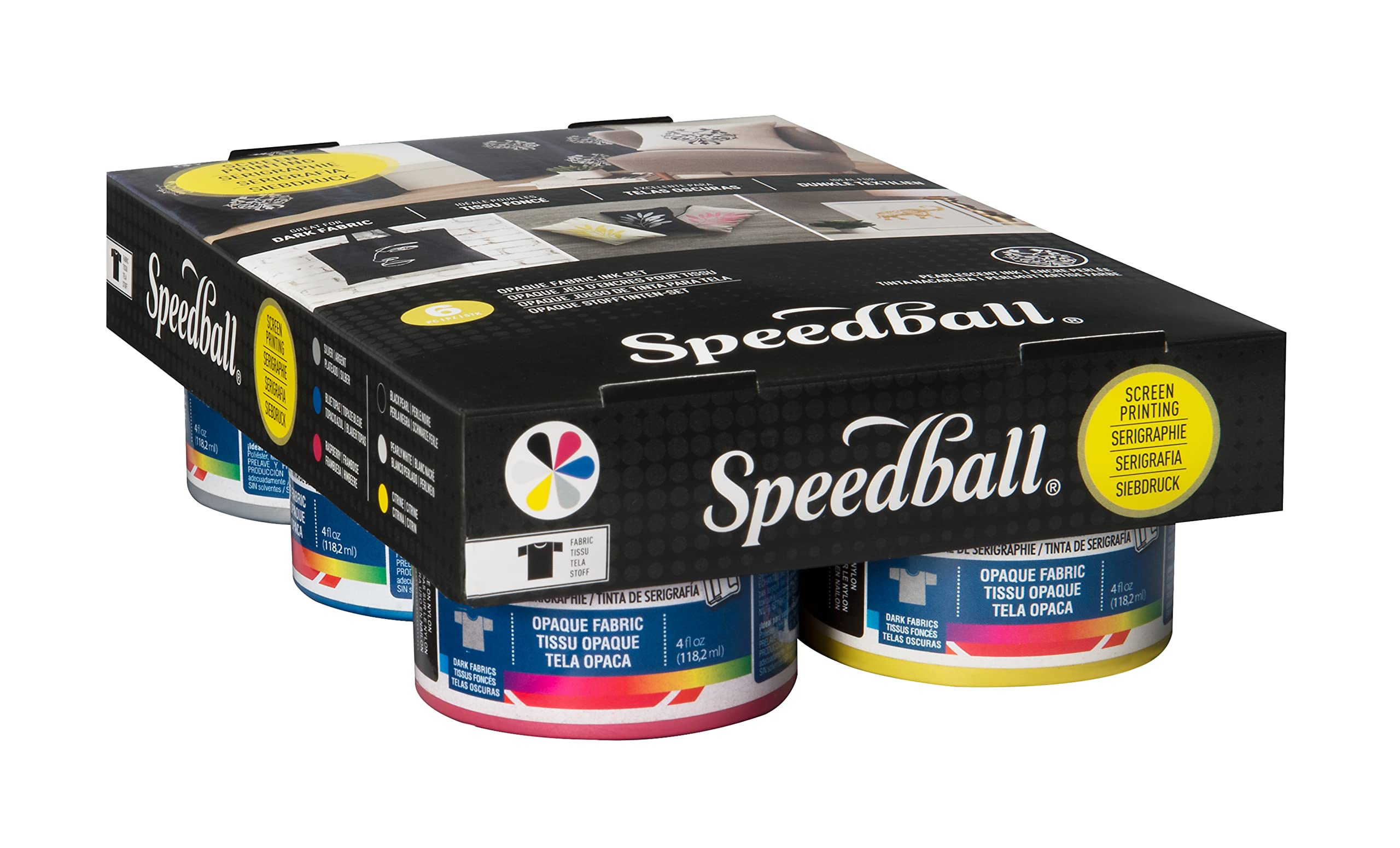 Speedball Fabric Screen Printing Ink Starter Set Opaque 6-Colors 4