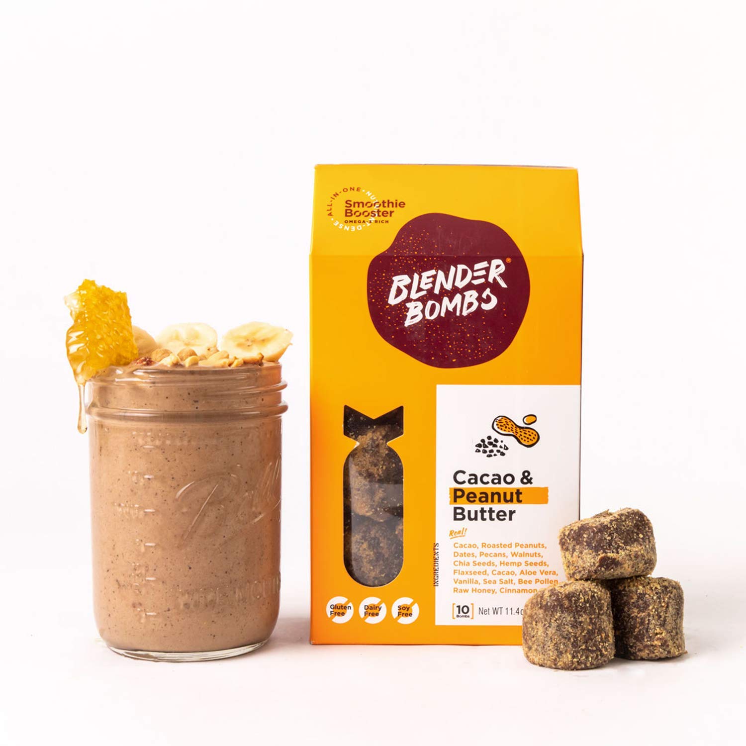 Blender Bombs Smoothie Booster | Peanut Butter Blast | Peanut Butter +  Cacao | Superfood Smoothie Mix Addition | Transforms Healthy Smoothies into  a