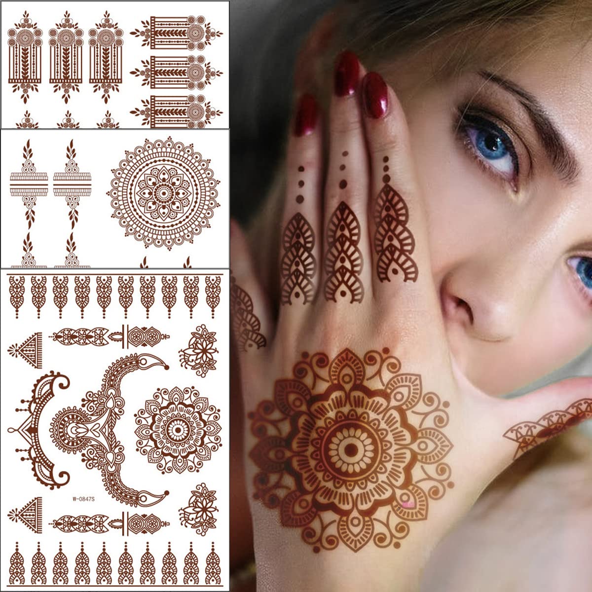 Henna tattoo kit,Indian Temporary Tattoo Stencils Glitter Airbrushing Diy  Henna Tattoo Stencils Henna Body Art Templates, Hands Feet Leg Arm Tattoo