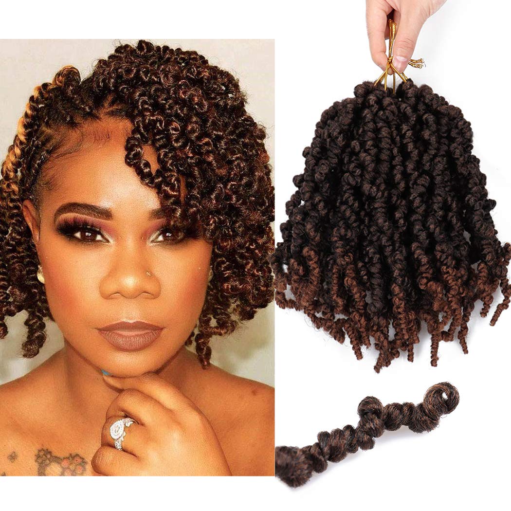 ZRQ Short 8 Packs Pre-twisted Bob Passion Twist Crochet Hair with Curly  Ends 12 Inch Pre looped Black Passion Twists Hair 12 Roots/Pack Synthetic