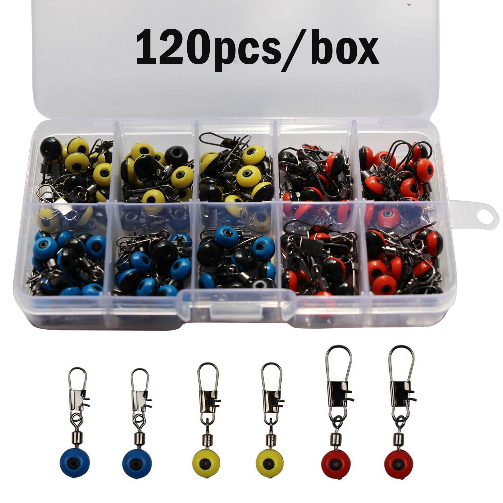 Fishing Line Sinker Slides Fishing Float Connector Rolling Swivels with  Interlock Snaps Red/Yellow/Blue 60pcs/box