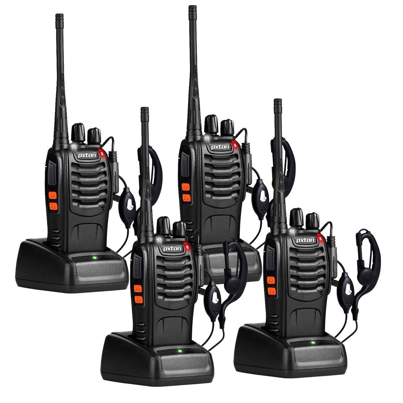 pxton Walkie Talkies Long Range for Adults with Earpieces,16 Channel Walky  Talky Rechargeable Handheld Two