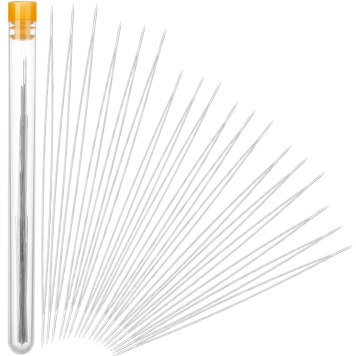 WILLBOND 6 Size Beading Needles Big Eye Beading Needles Beading Embroidery  Stainless Needles with White Needle