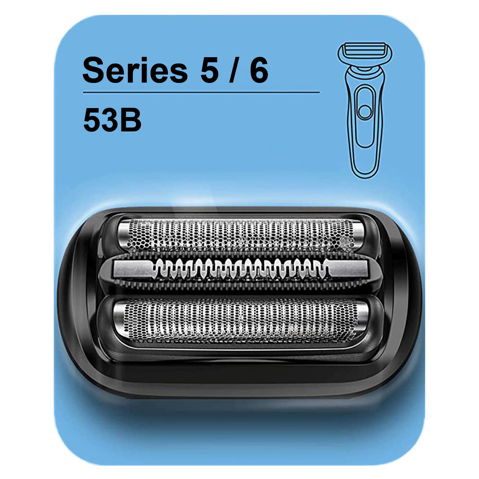 Series 5/6 53B Replacement Head for Braun Electric Foil Shaver Compatible  with New Generation Braun Razors 5020cs 5018s 5035s 5049cs 5050cs 6020s  6040cs 6075cc 6072cc 6090cc (1 Count)