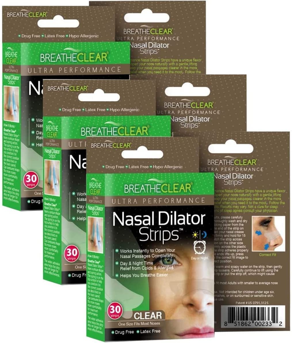 Breathe Clear Ultra Performance Nasal Dilator Strips (Clear 90 Count) Nose Strips to Help