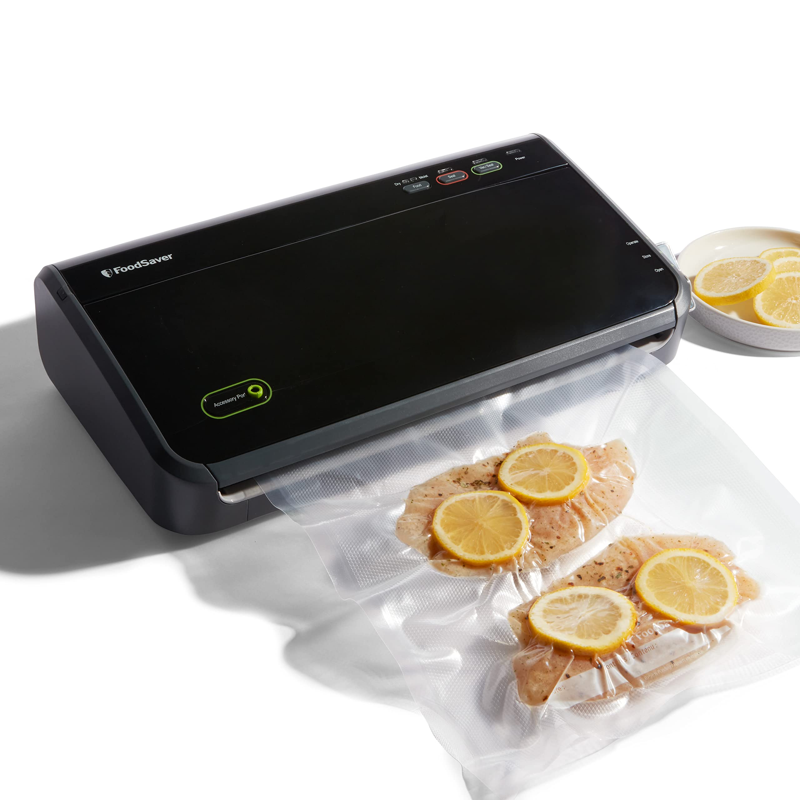 Foodsaver Space-Saving Vacuum Sealer with Bags and Roll, Silver
