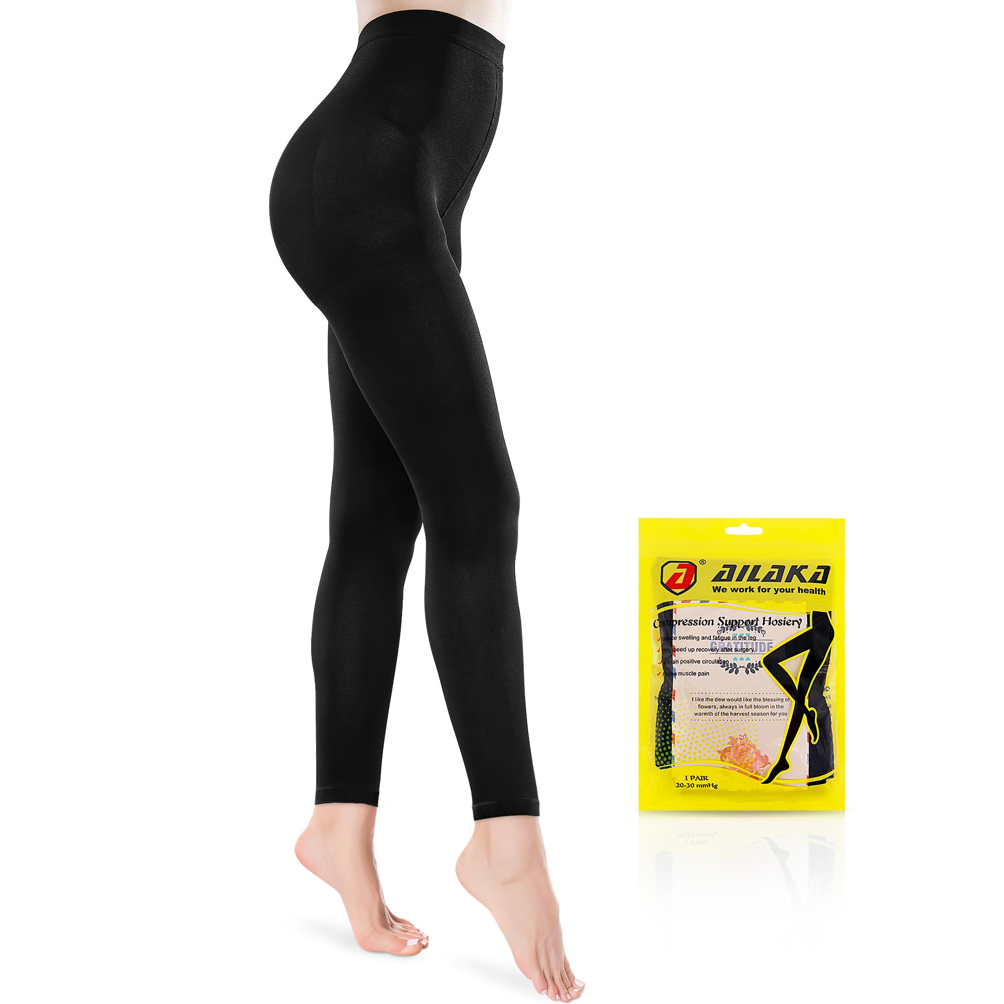 Ailaka Compression Pantyhose for Men Women Firm Graduated Support 20-30mmHg Medical  Compression Tights High Waist