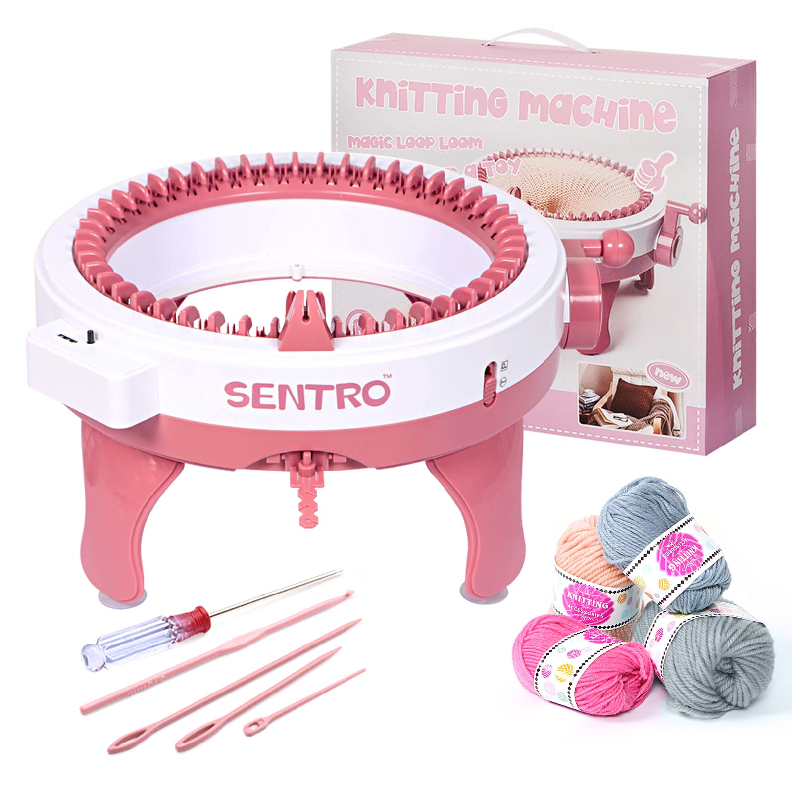 Knitting Machine 48 Needles Knitting Machine Smart Weaving Loom Round Knitting  Machines with Row Counter for Adults or Kids DIY Knit Loom Machine Kit for  Hat Scarves Gloves Socks