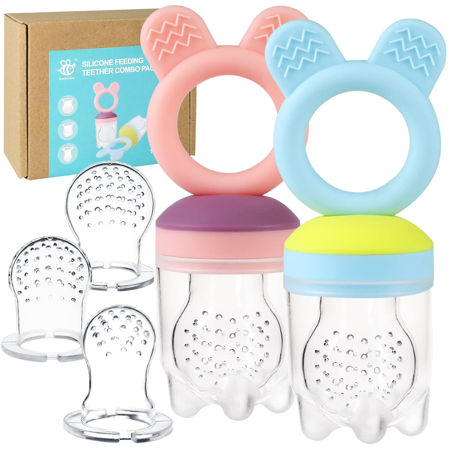 Baby Fruit Food Feeder PacifierTeether Toys Set - Silicone Fresh