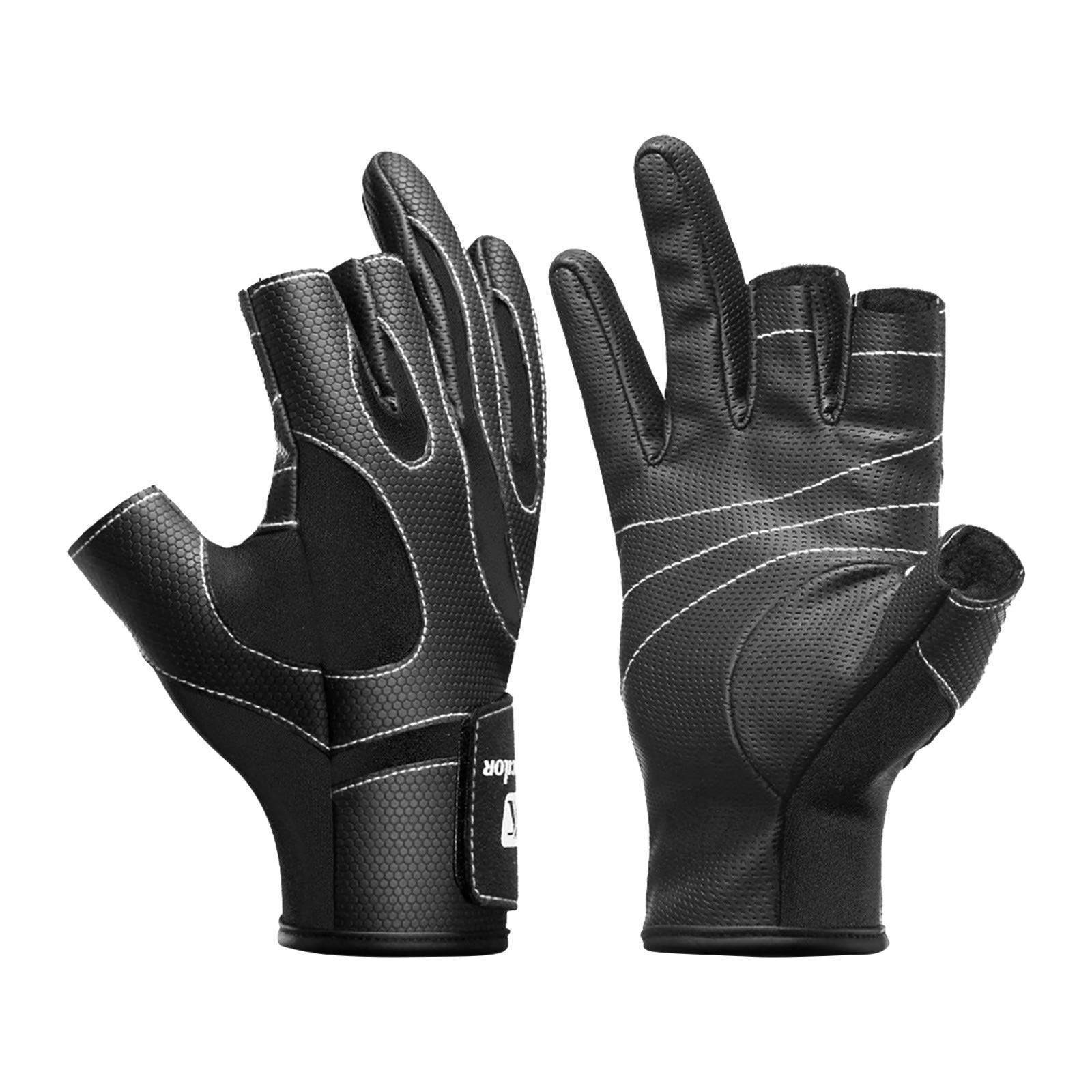 S5E5X Mens Fishing Gloves Professional Climate Fishing Neoprene Gloves &  Rubber Grips Fold Back Finger/Thumb