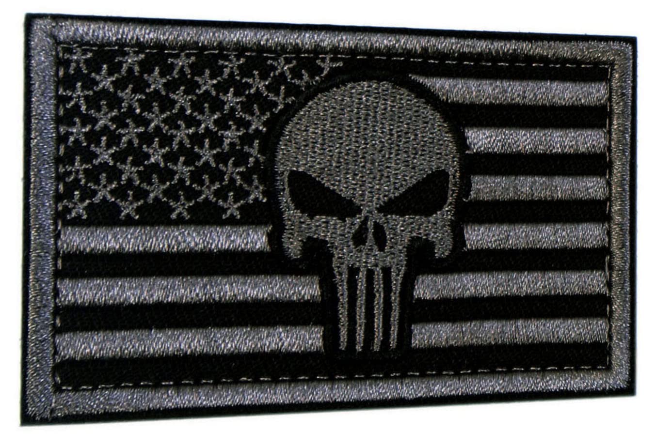 US American Flag Patch Bloodred & Black tactical - 3x2 Inch Hook and Loop  backing