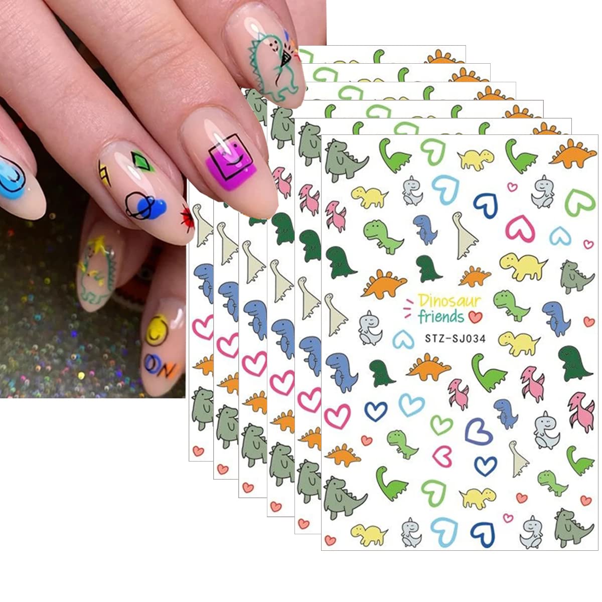 7 Sheets Cute Cartoon Nail Art Sticker Cute Nail UAE