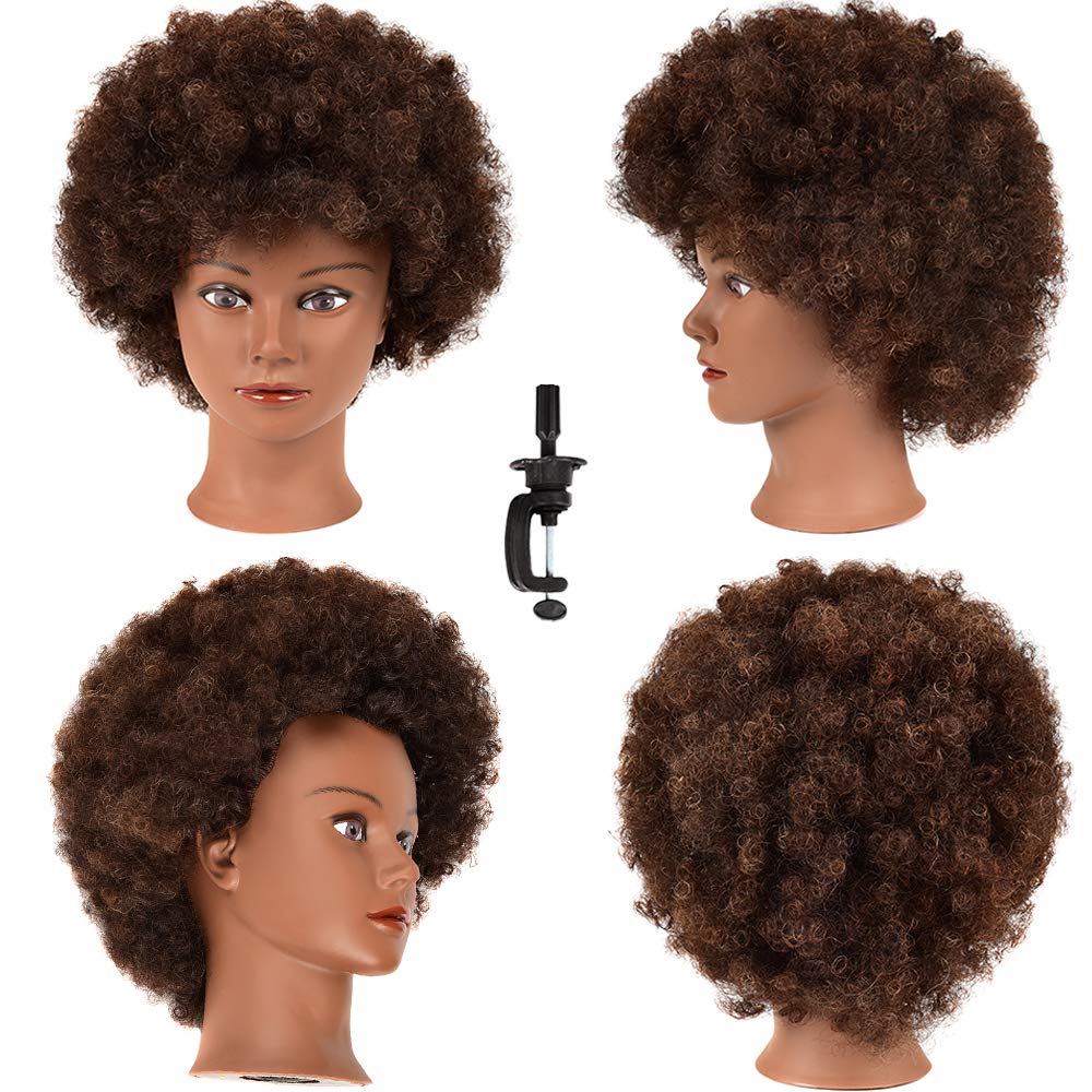 HAIREALM Afro Mannequin Head Curly hair, 100% African American